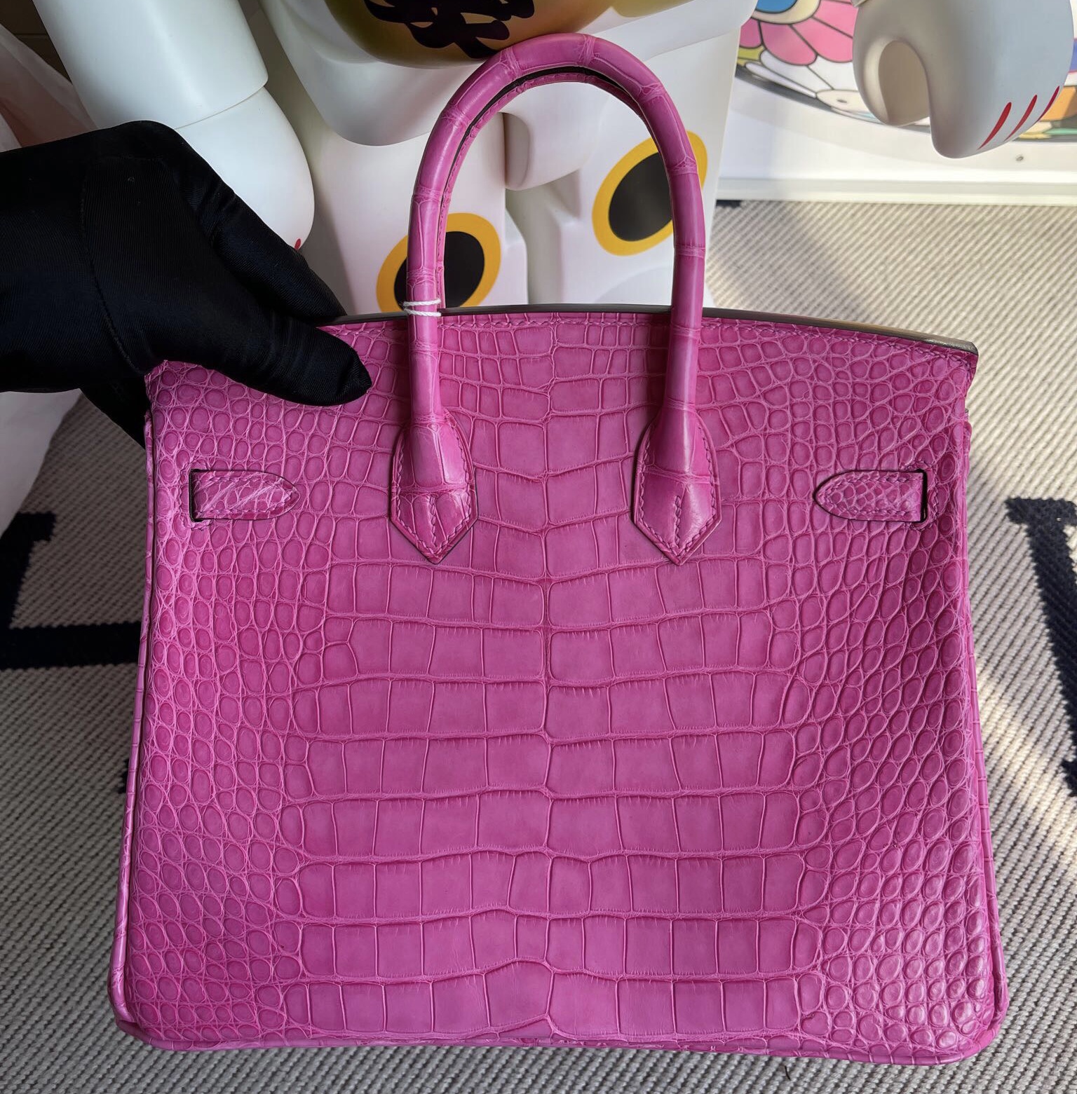 愛馬仕鉑金定製價格 Hermes Birkin 25cm 霧面美洲鱷魚 E5 Rose Tyrien 桃紅色 銀扣