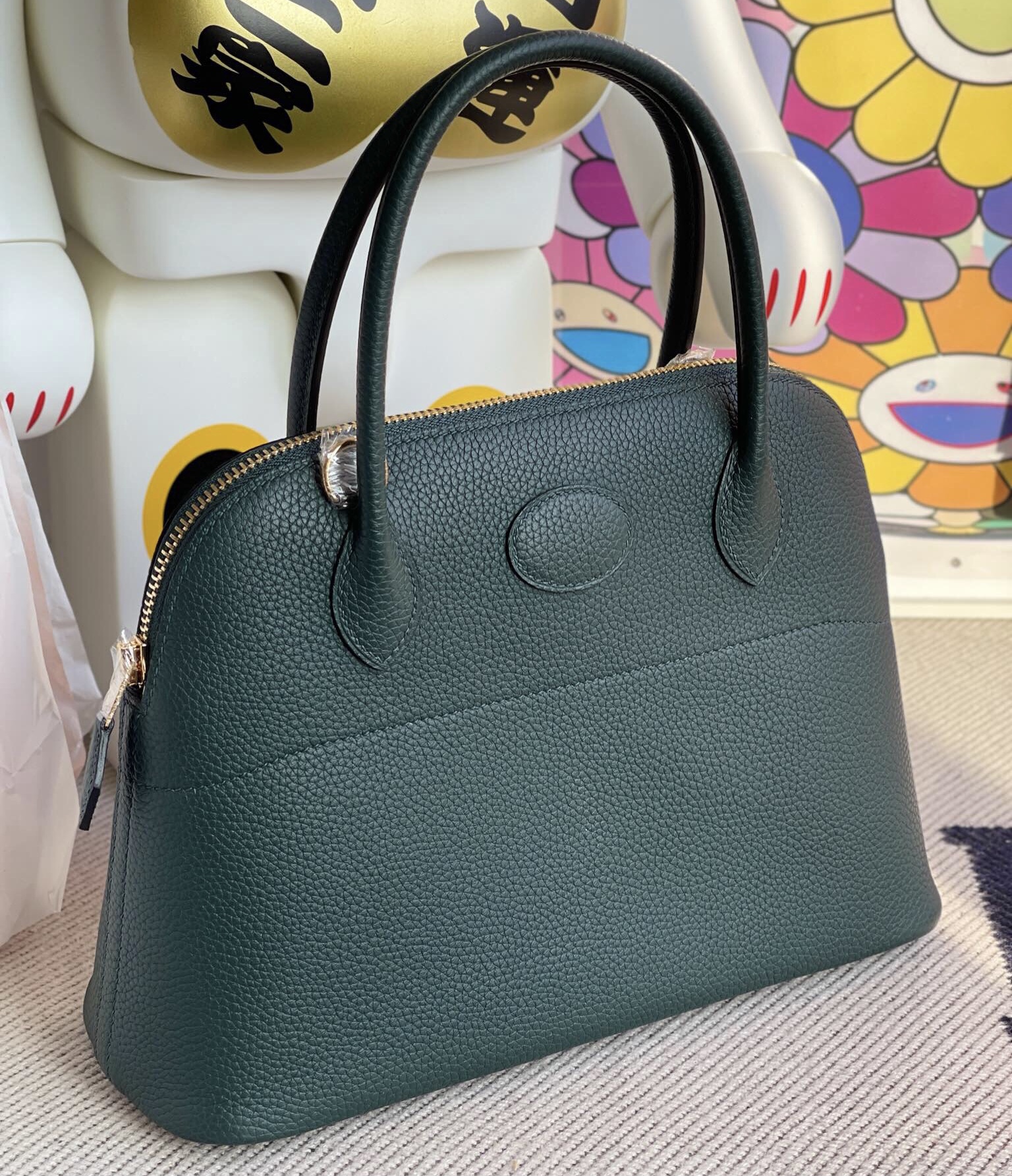 臺灣桃園市蘆竹區 愛馬仕價格 Hermes Bolide 27cm Clemence 6O Vert Cypress