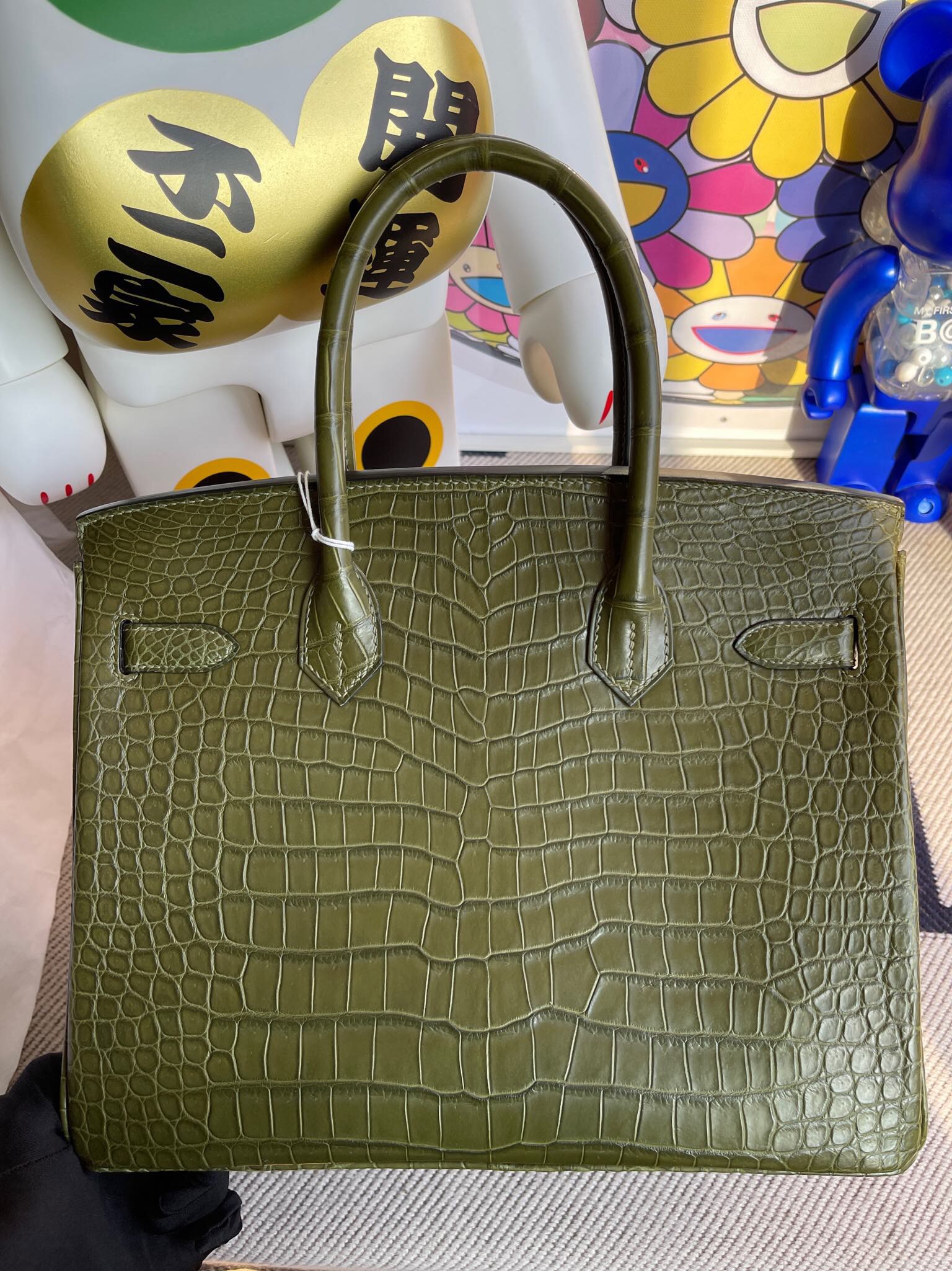 Hermes Birkin 30cm 霧面倒V澳洲灣鱷 原裝進口HCP鱷魚皮 6H橄欖綠