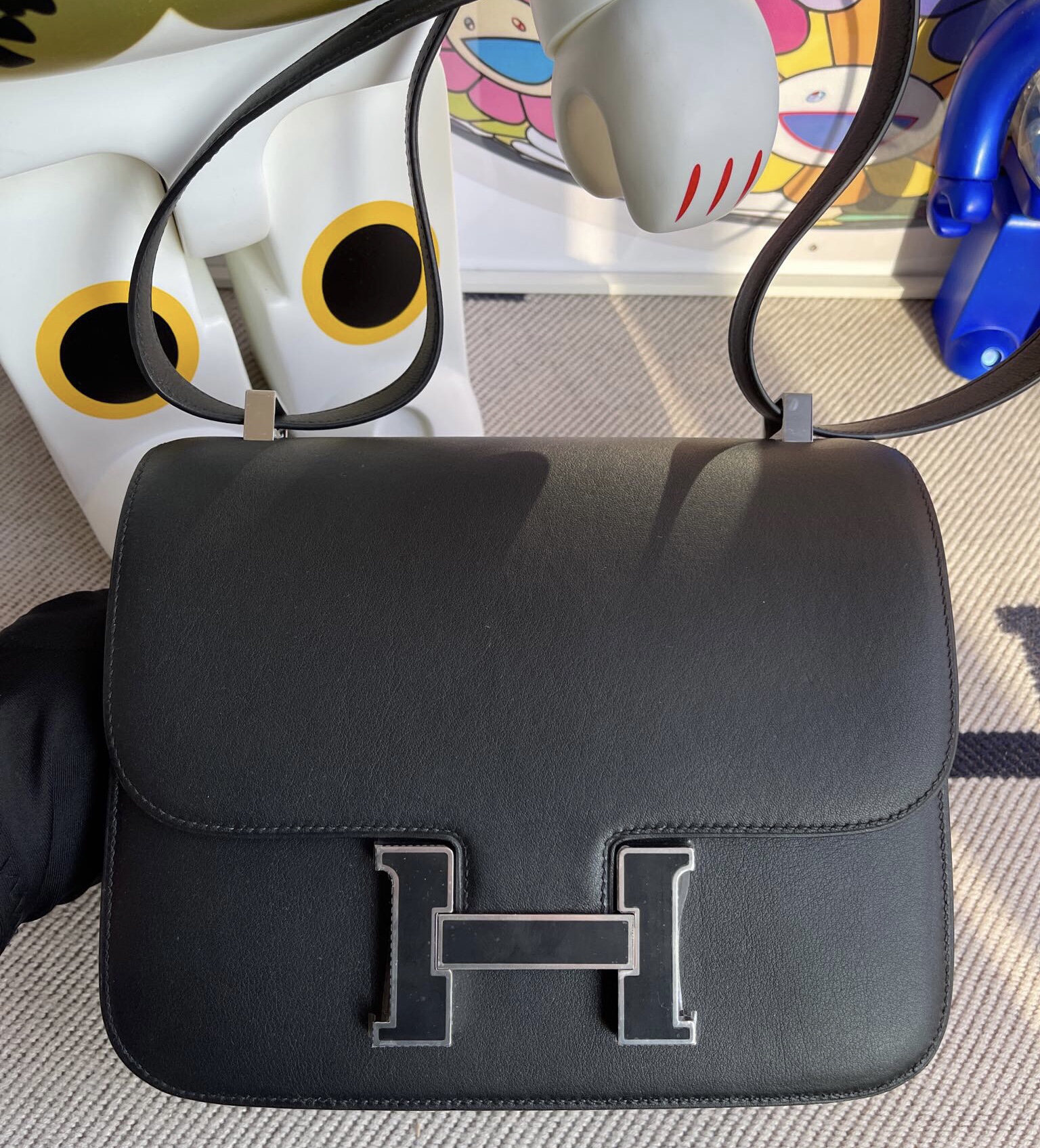 臺灣桃園市 愛馬仕 Hermes Constance 24cm Swift 原廠皮 89 Noir黑色配琺瑯扣