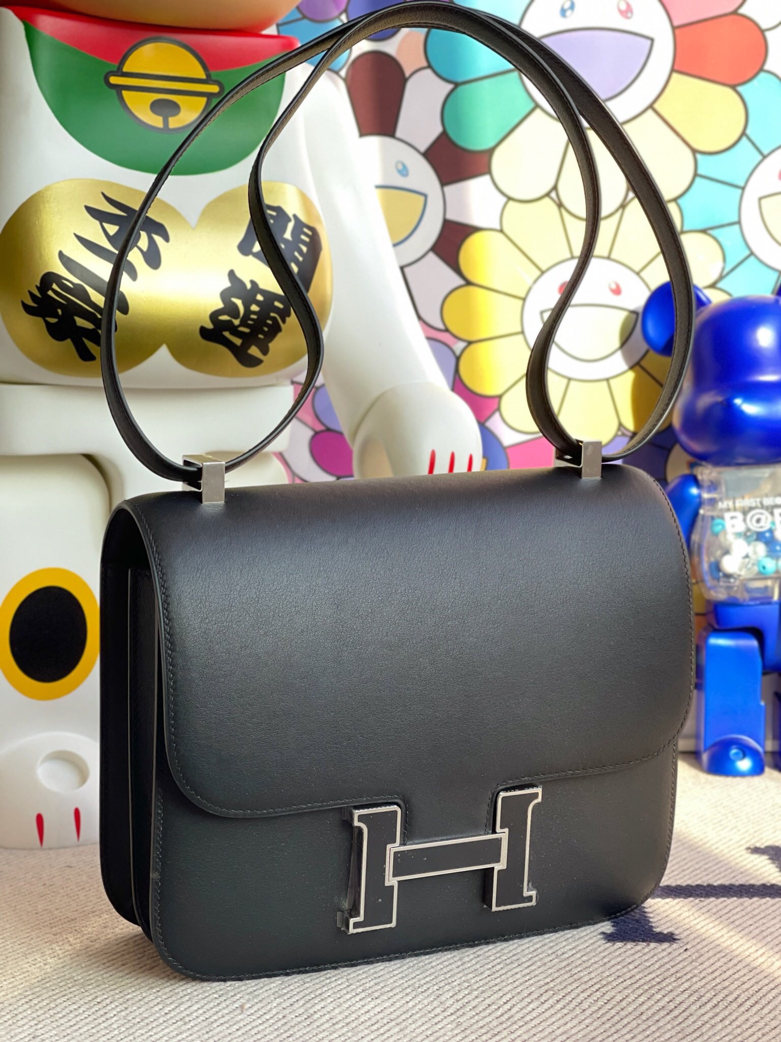 臺灣桃園市 愛馬仕 Hermes Constance 24cm Swift 原廠皮 89 Noir黑色配琺瑯扣