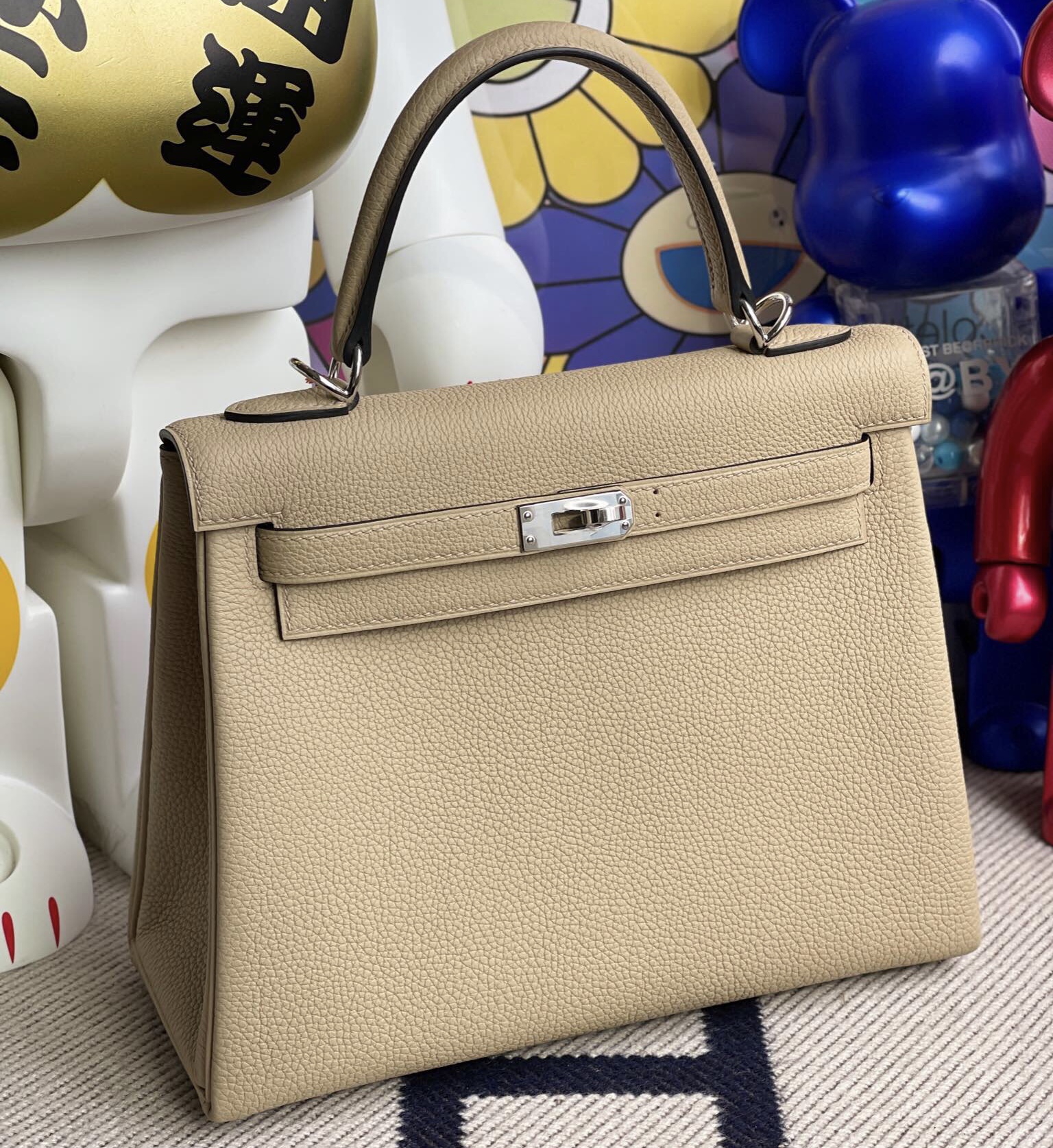 臺灣桃園市桃園區 愛馬仕凱莉包 Hermes Kelly 25cm Togo原廠小牛皮 S2風衣灰 Trench