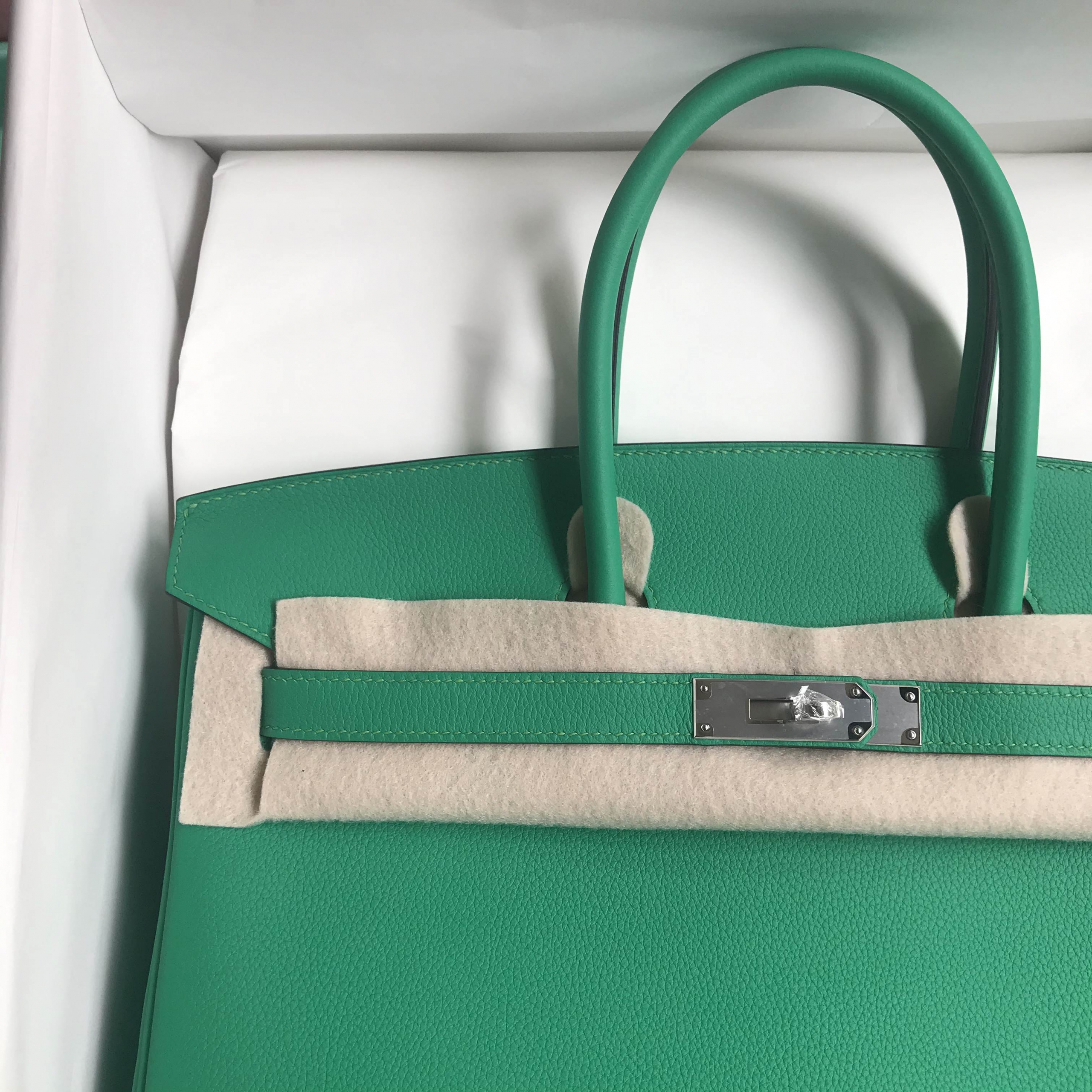 爱马仕包包价格 Hermes Birkin 35 Taurillion Novillo U4 Vert Verigo 拼 2T Blue Paradis