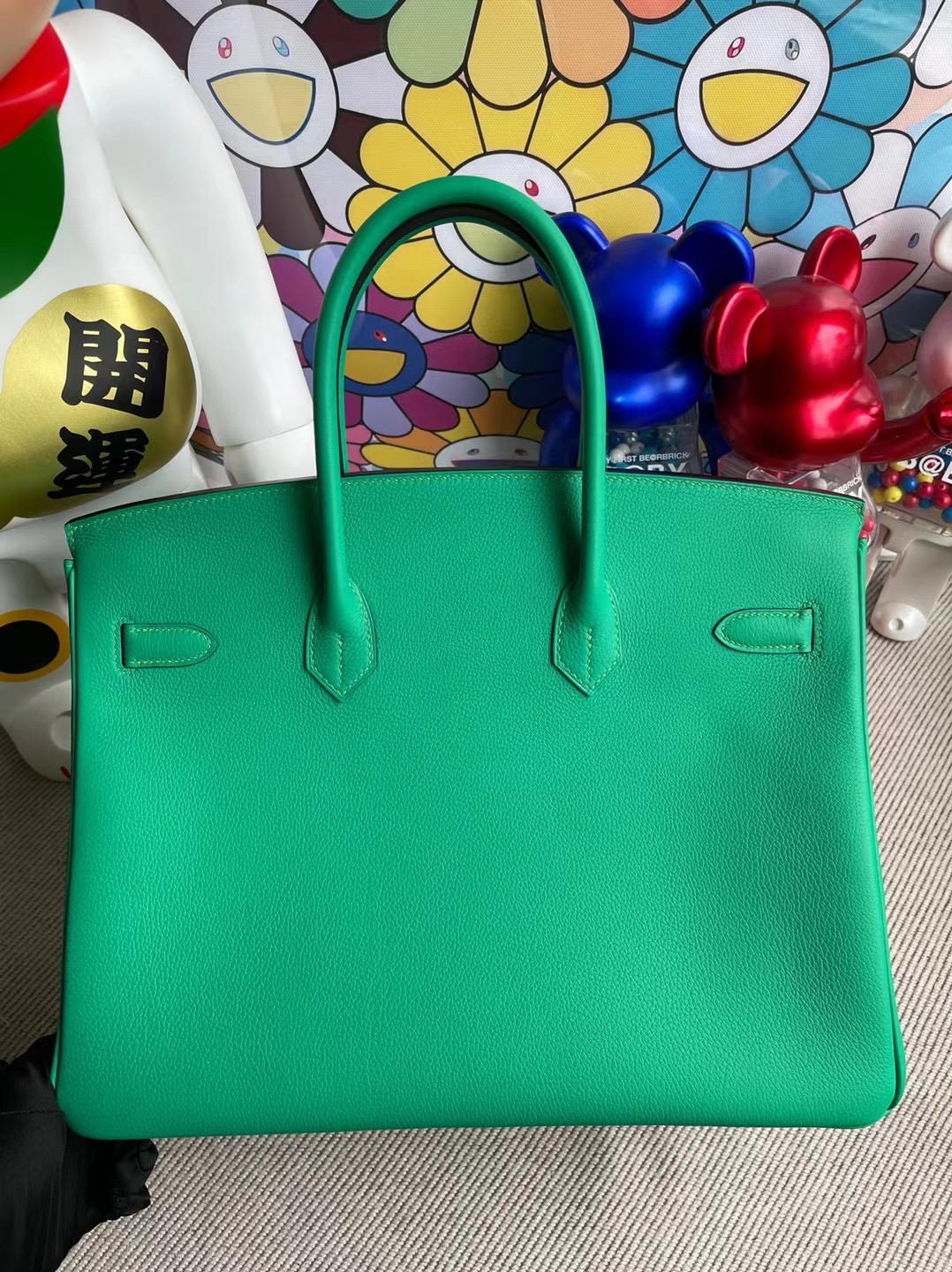 愛馬仕包包定製 Hermes Birkin 35 TN皮Taurillion Novillo U4 Vert Verigo拼2T Blue Paradis