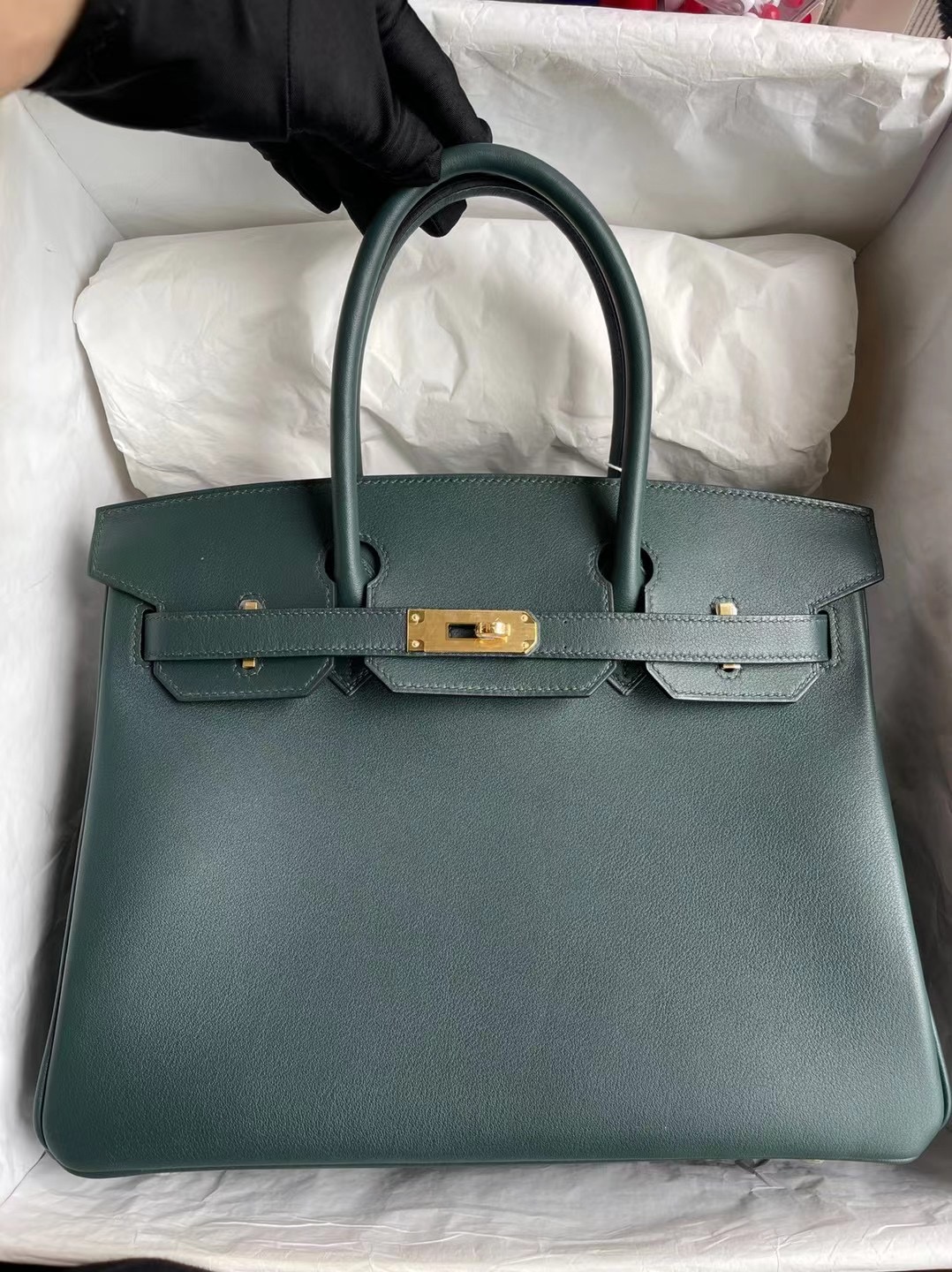 Hermes Birkin 30 Swift calfskin 原廠皮 6O Vert cyprès 松柏綠 金扣 全手工蜜蠟線縫