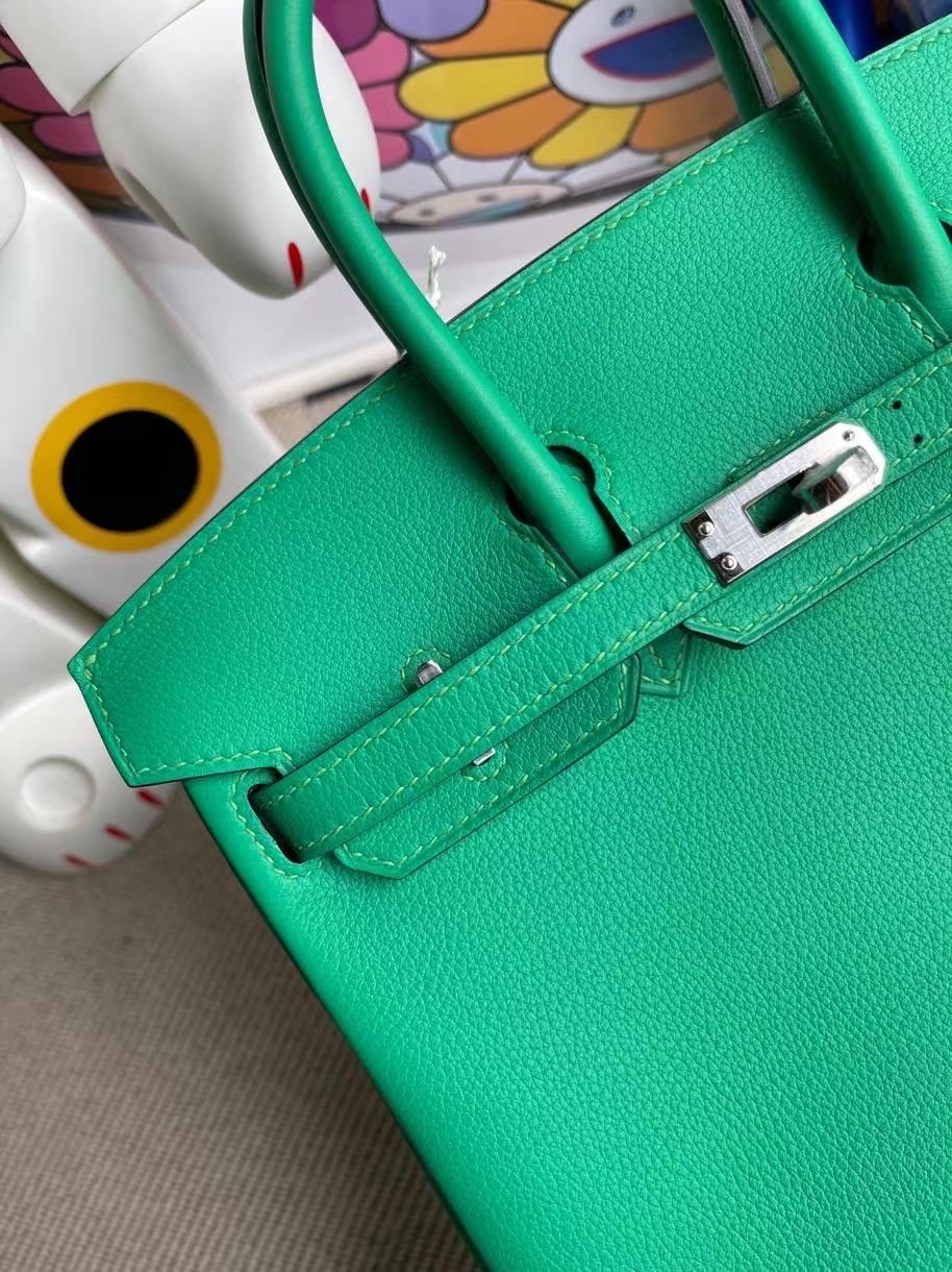 Hermes Birkin 25 TN皮 Taurillion Novillo U4 Vert Verigo拼7G Ciel 銀扣