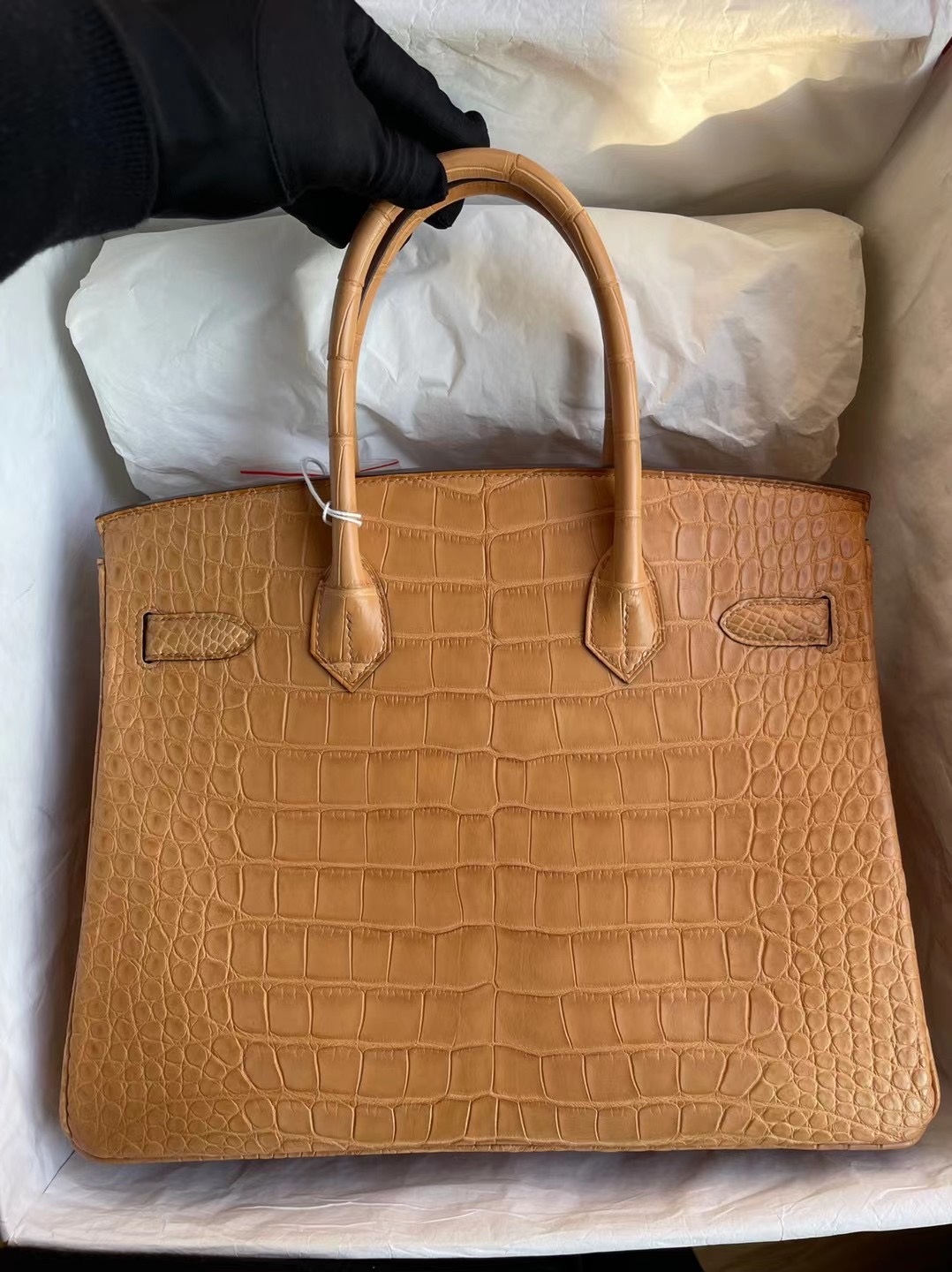愛馬仕鉑金包價格官網 Hermes Birkin 30 霧面美洲鱷魚 麥穗色 銀扣 接受訂製