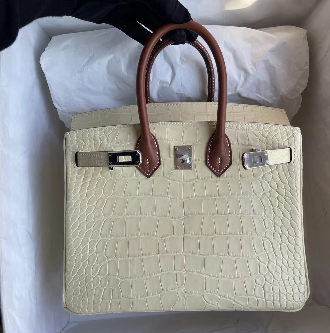 愛馬仕鉑金包多少錢 Hermes Birkin 25 Touch霧面方塊美洲鱷魚 Y1 Vanille拼馬鞍皮