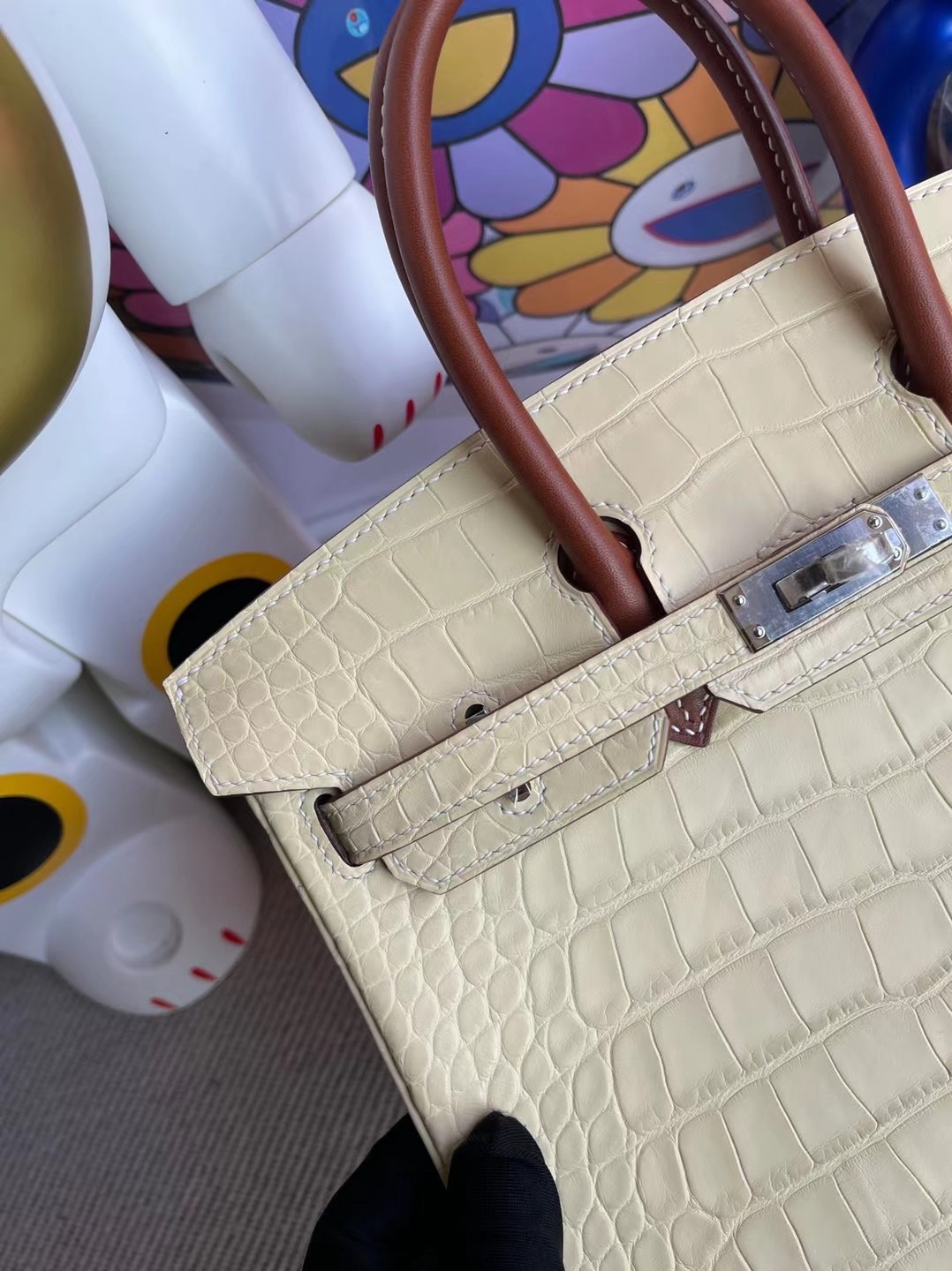 愛馬仕鉑金包多少錢 Hermes Birkin 25 Touch霧面方塊美洲鱷魚 Y1 Vanille拼馬鞍皮