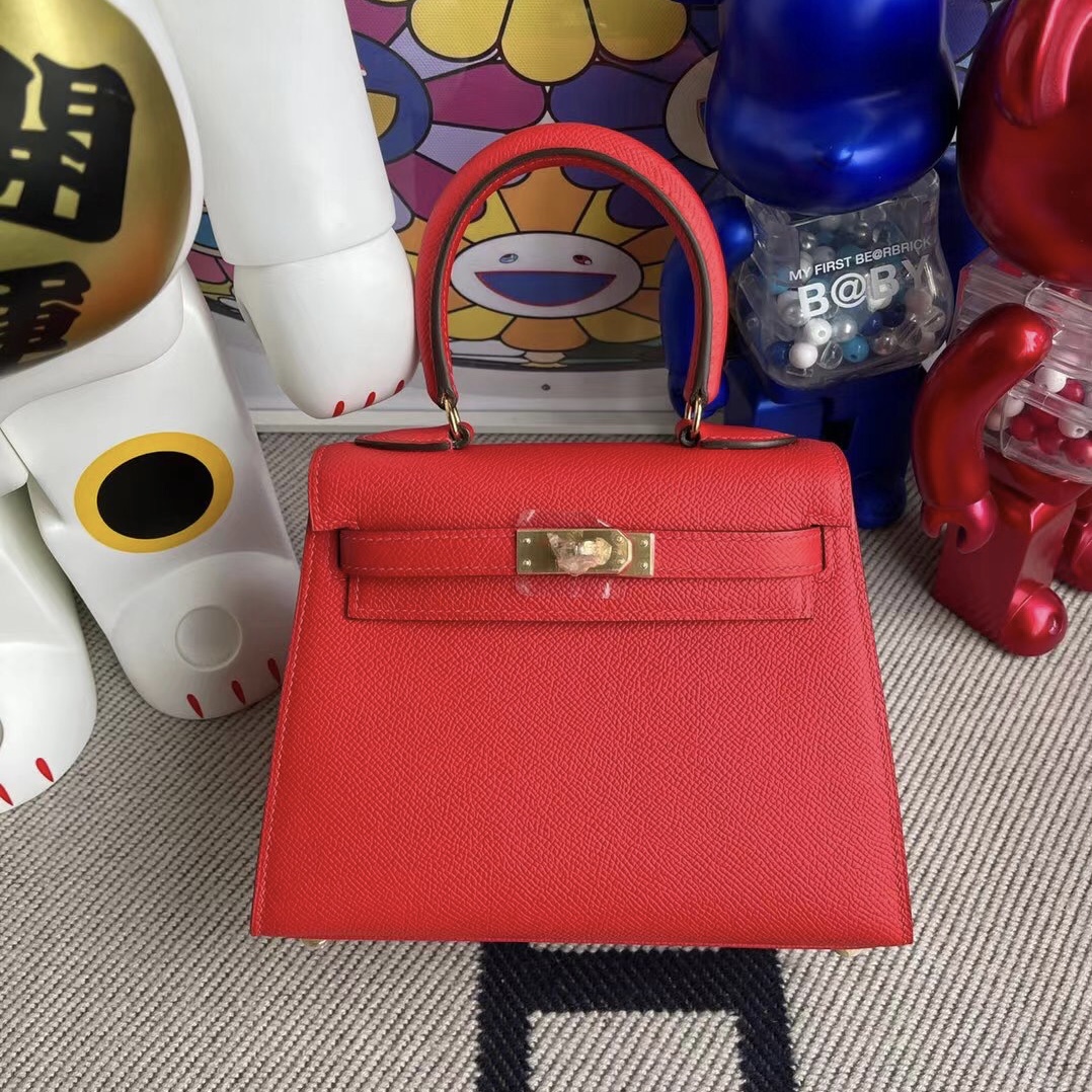 愛馬仕迷你凱莉包多少錢 Hermes Kelly 20cm 大耳朵 Epsom S3 Rouge de coeur