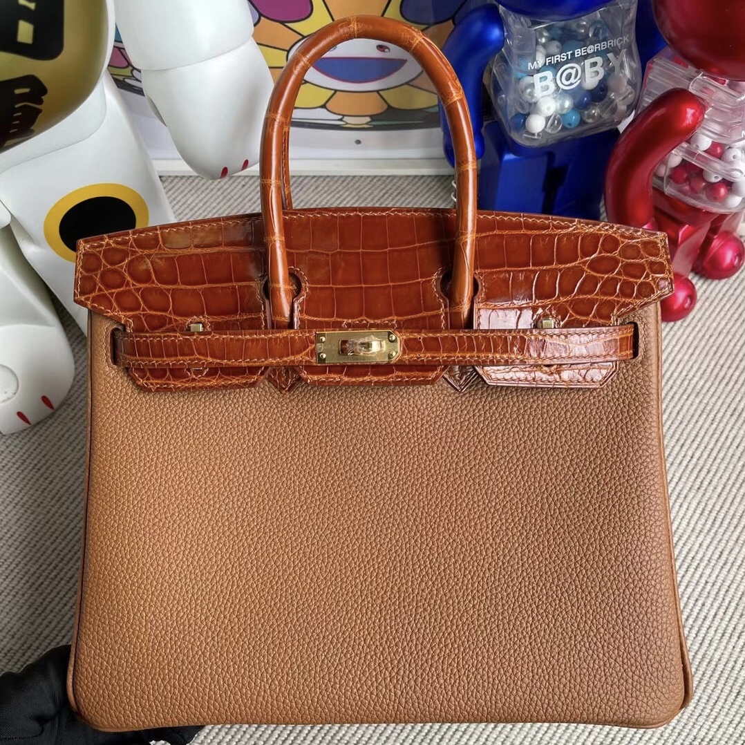 愛馬仕鉑金包官網 Hermes Birkin 25 Touch Togo 37 Gold 尼羅鱷魚 31Miel 金扣