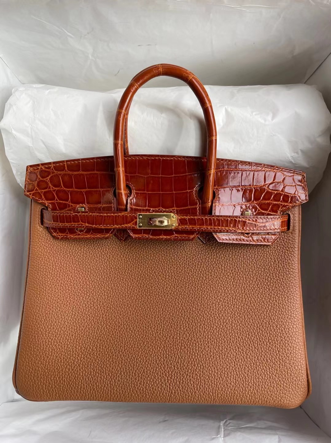 愛馬仕鉑金包官網 Hermes Birkin 25 Touch Togo 37 Gold 尼羅鱷魚 31Miel 金扣