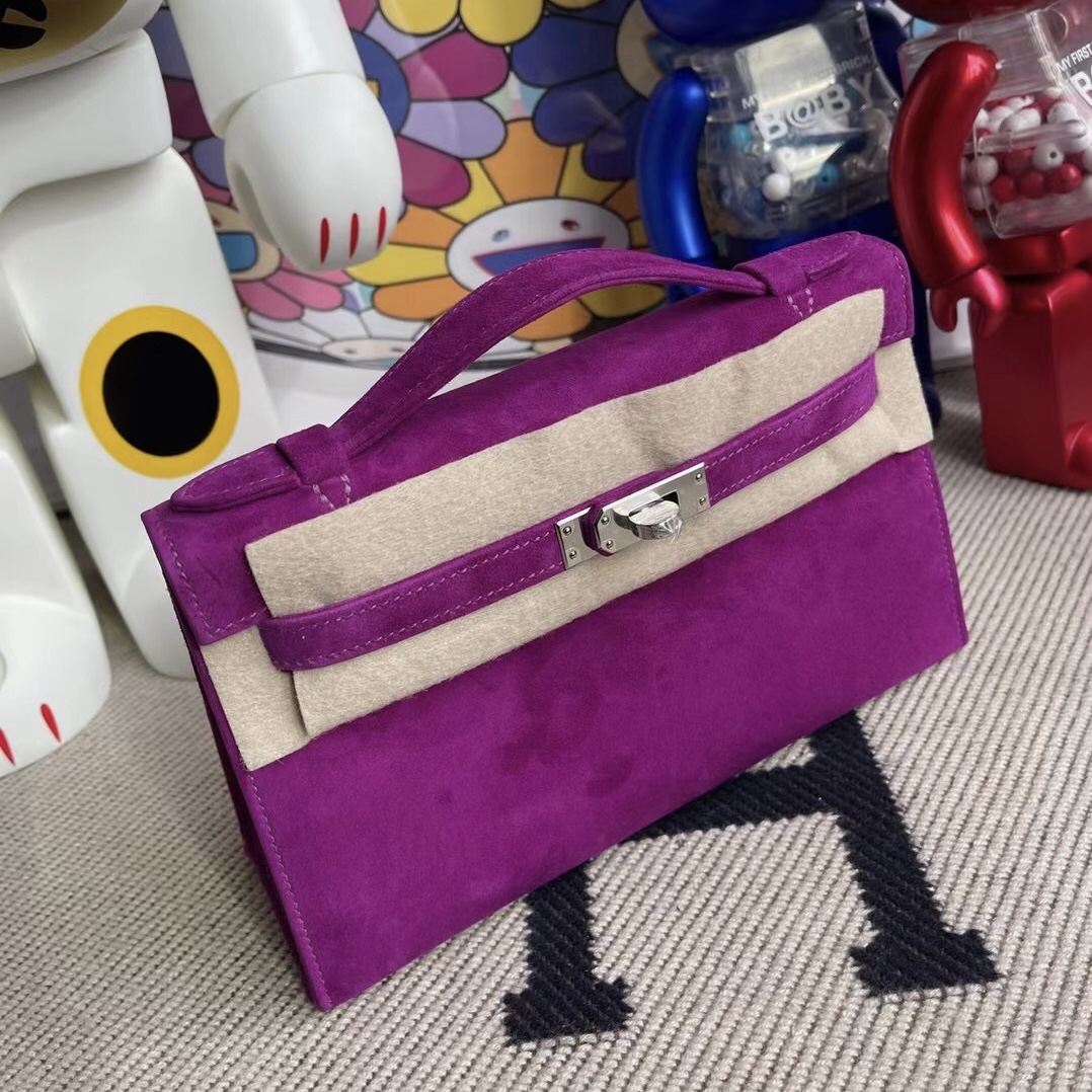 Hermes Mini Kelly Pochette 22 Suede Doblis Suede 麂皮 5L ultraviolet 極度紫