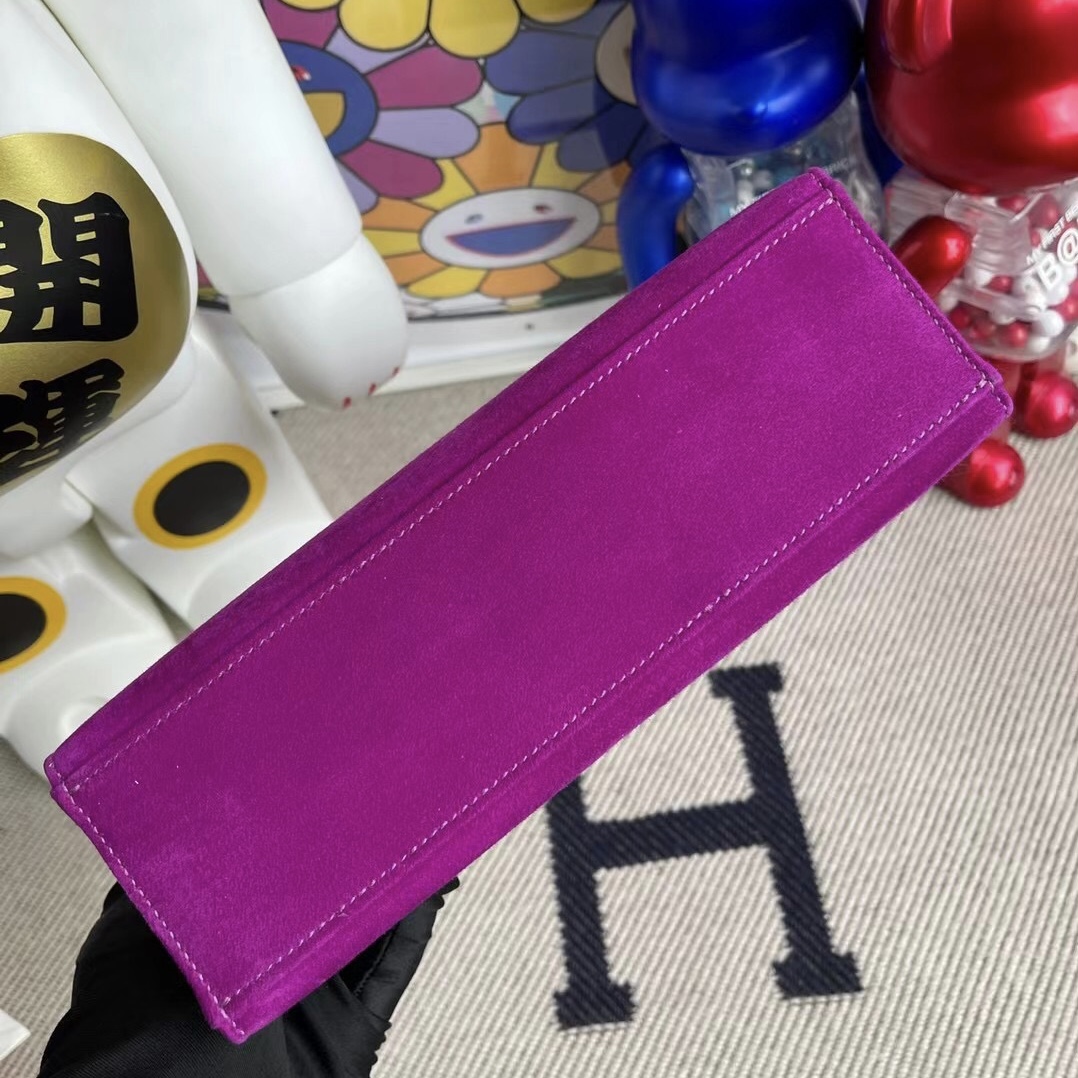 Hermes Mini Kelly Pochette 22 Suede Doblis Suede 麂皮 5L ultraviolet 極度紫