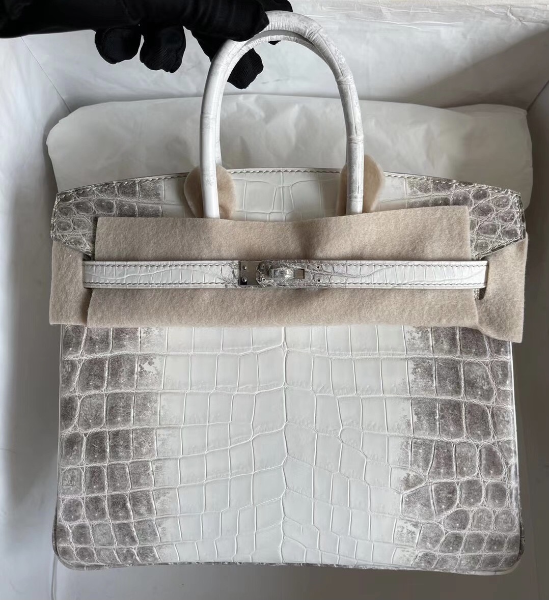 愛馬仕鉑金包200萬 Hermes Birkin 25 喜馬拉雅 CK01 BLANC Himalayan Crocodile Palladium