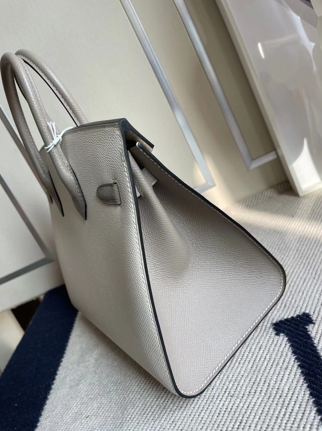 Hermes Birkin 25cm Epsom Sellier 外縫線 HSS 10 Craie/M8 Gris Asphalte 磨砂金扣