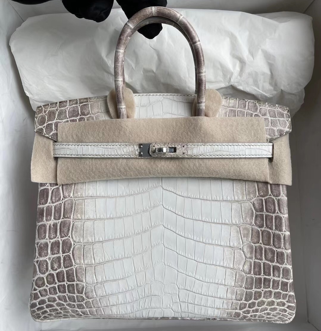 愛馬仕包包中國網站 Hermes Birkin 25cm 喜馬拉雅 CK01 BLANC Himalayan Crocodile Palladium