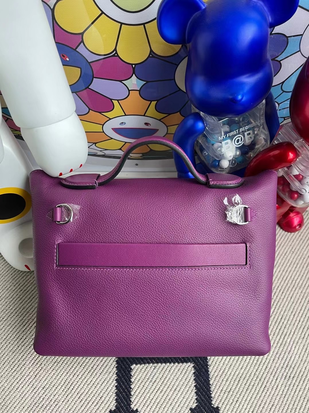 愛馬仕凱莉包包價格 Hermes Kelly 24/24 Mini 21cm Evercolor 拼 Swift P9 Anemone 銀扣