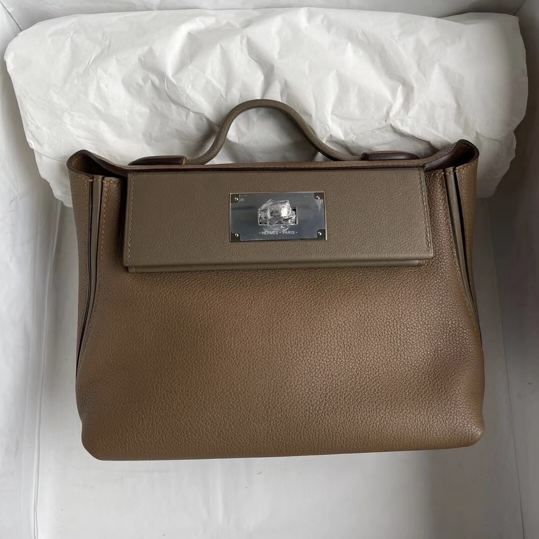 愛馬仕包包價格 Hermes Kelly 24/24 Mini Evercolor 拼 Swift D0 beige de weimer 銀扣