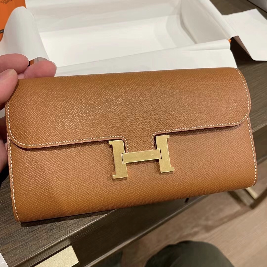 Hermes Constance long wallet to go Epsom 37 Gold 金棕色全手工蜜蠟線縫製