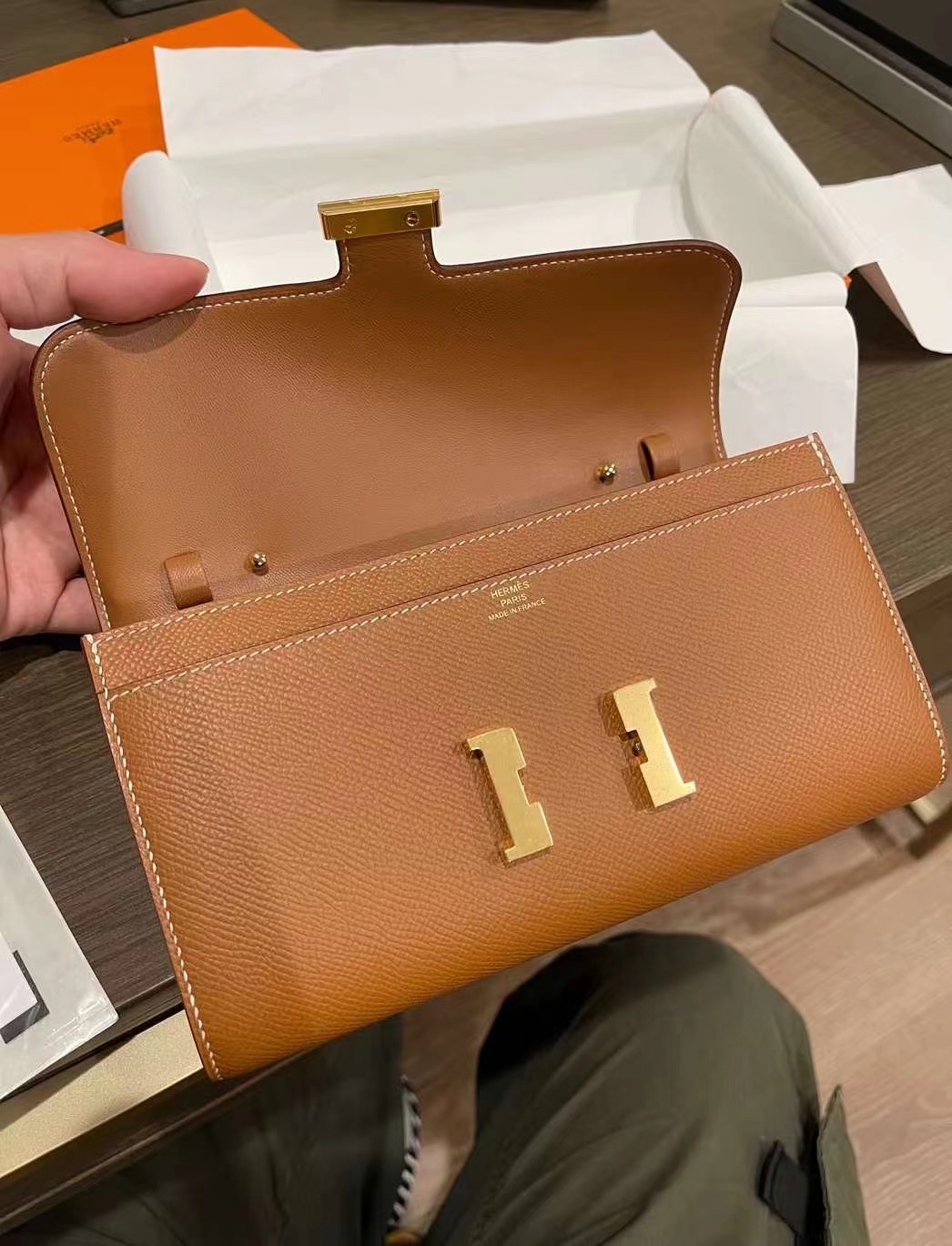 Hermes Constance long wallet to go Epsom 37 Gold 金棕色全手工蜜蠟線縫製