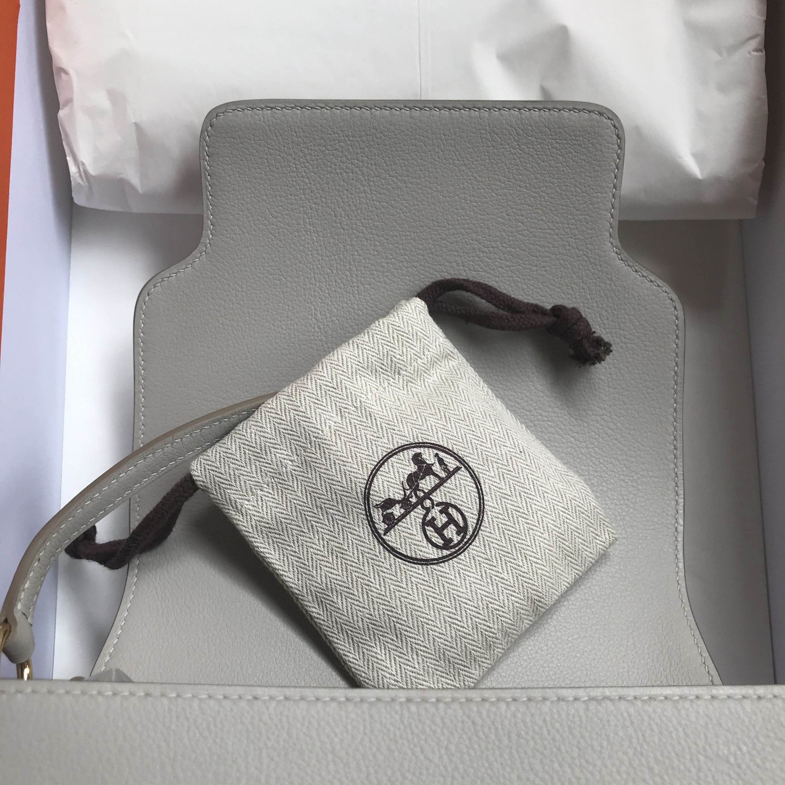 Hermes Roulis Mini 18 Evercolor 80 Gris Perle 珍珠灰 淡金扣 全手工蜜蠟線縫製