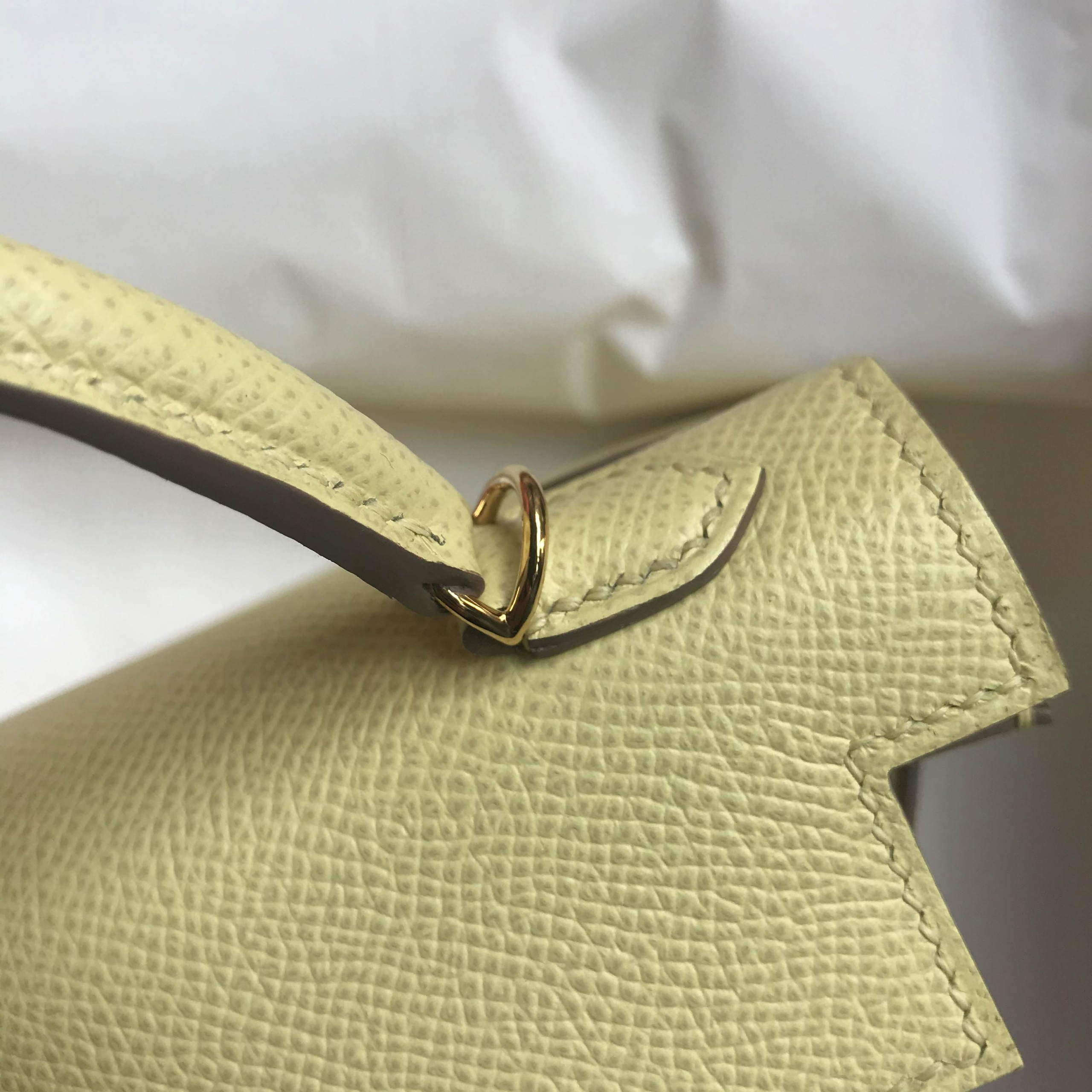 Hermes Kelly Mini II 2代 Epsom 1Z jaune poussin 小雞黃 金扣 金屬