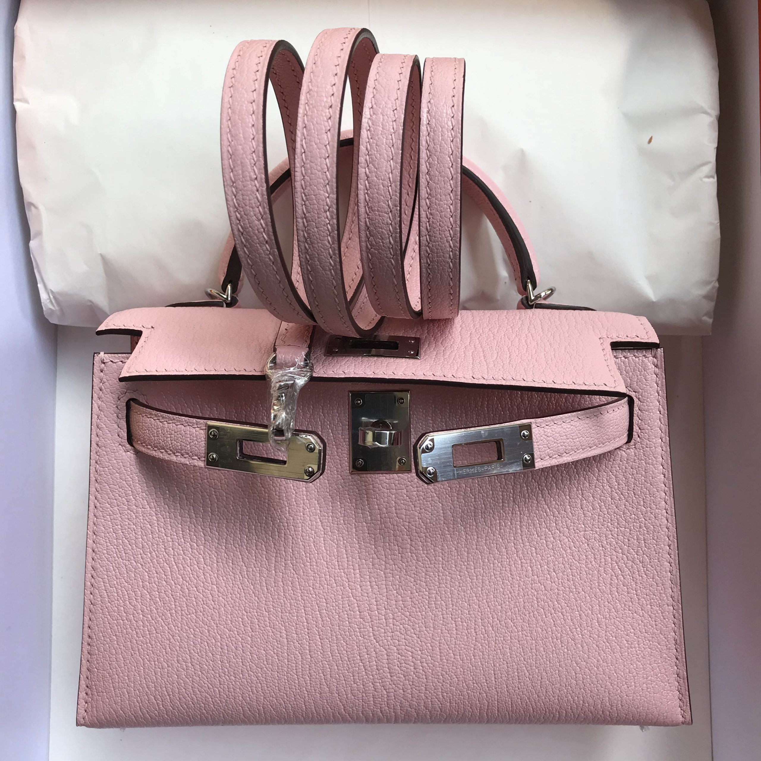 馬來西亞 Hermes Kelly Mini II 2代 3Q Rose Sakura Chevre 山羊皮 銀扣