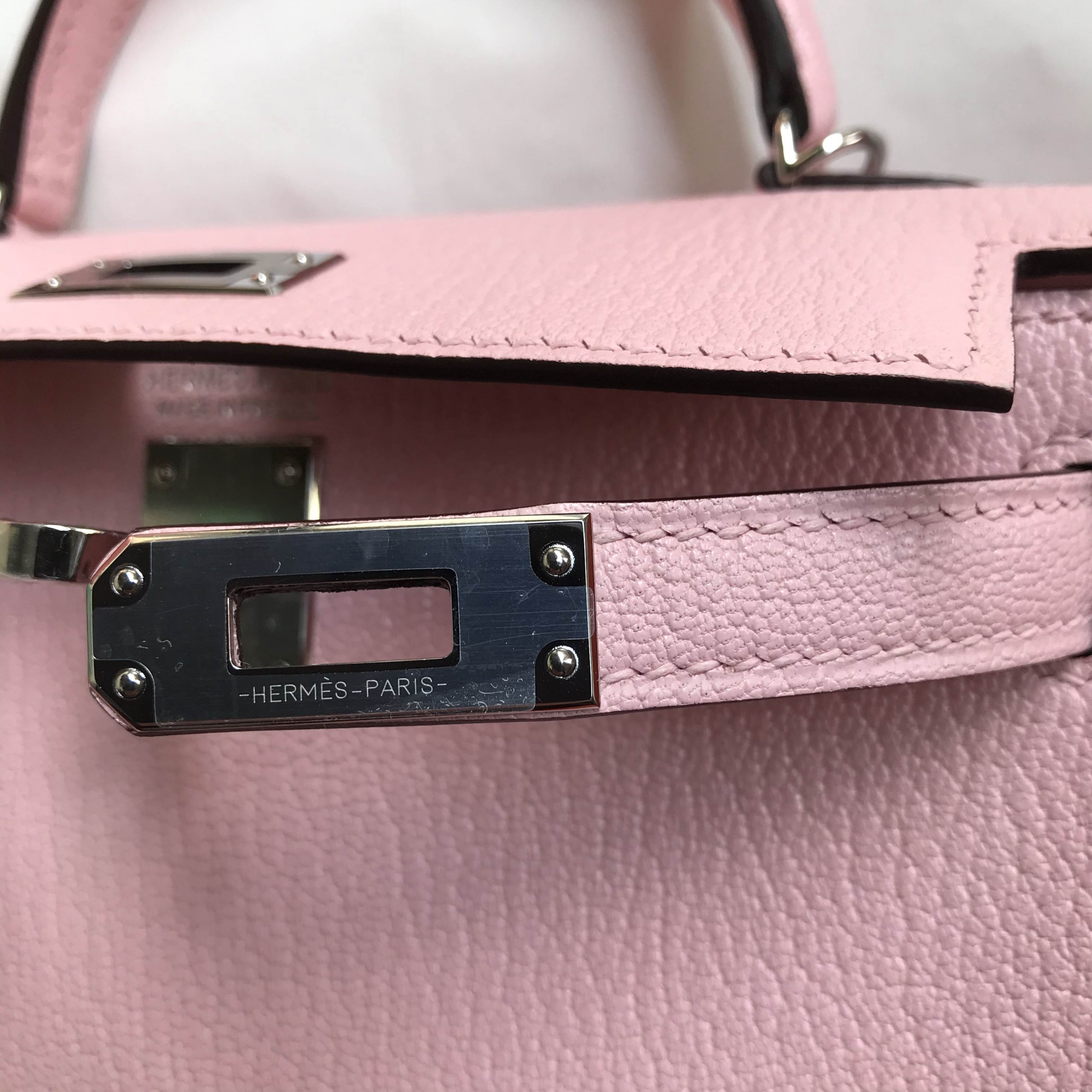 馬來西亞 Hermes Kelly Mini II 2代 3Q Rose Sakura Chevre 山羊皮 銀扣