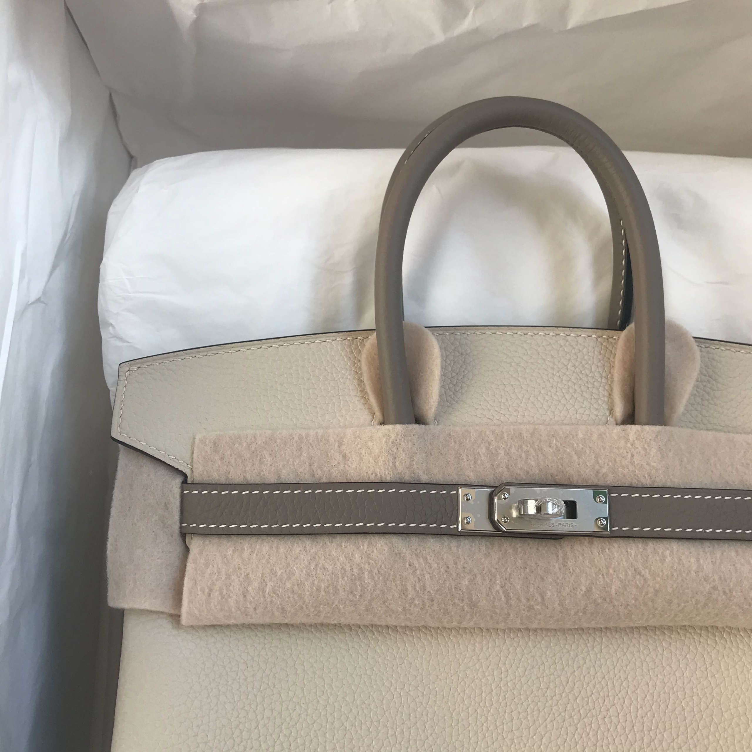 Hermes Birkin 25cm HSS Togo 10 Craie 奶昔白+M8 Gris Asphalte 瀝青灰