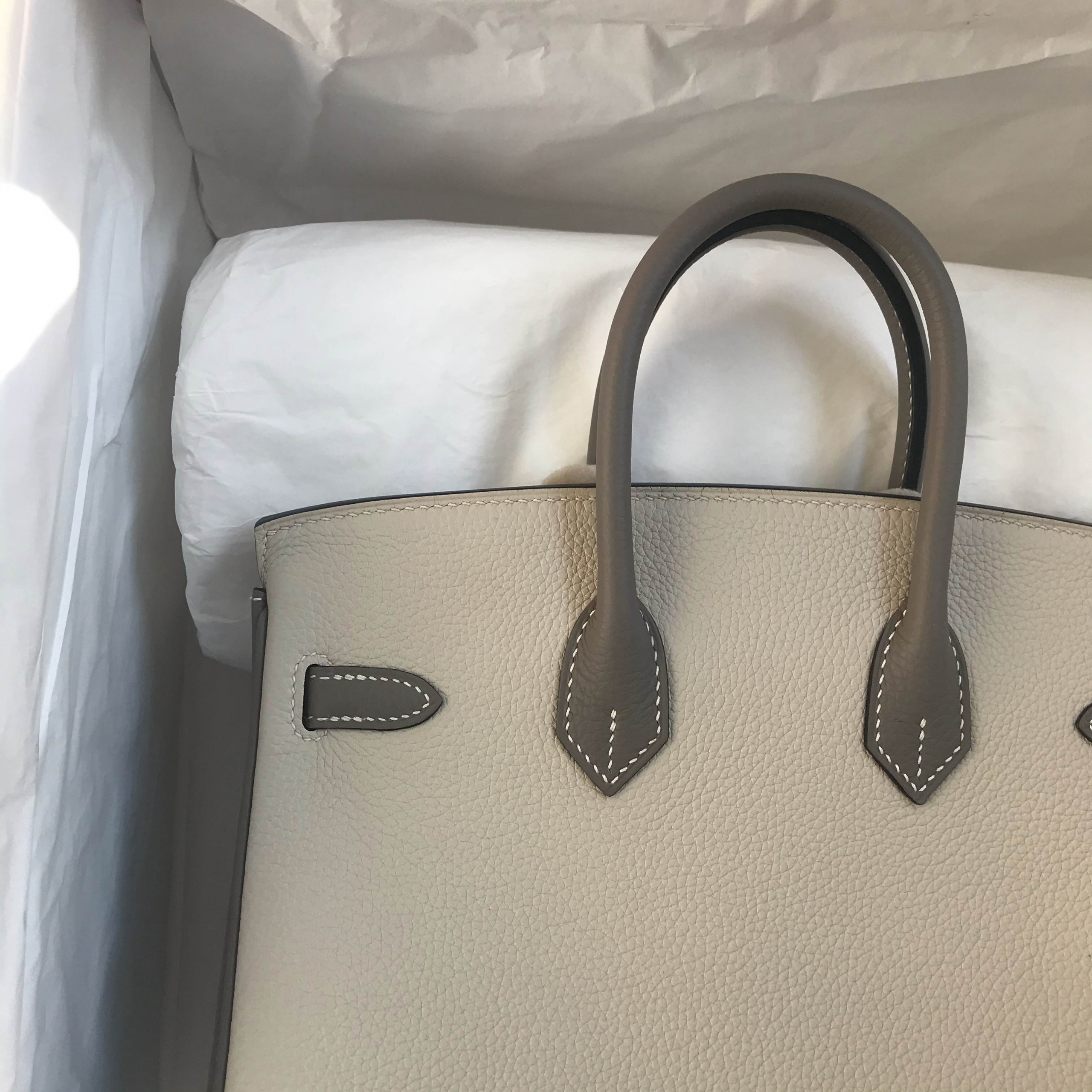 Hermes Birkin 25cm HSS Togo 10 Craie 奶昔白+M8 Gris Asphalte 瀝青灰