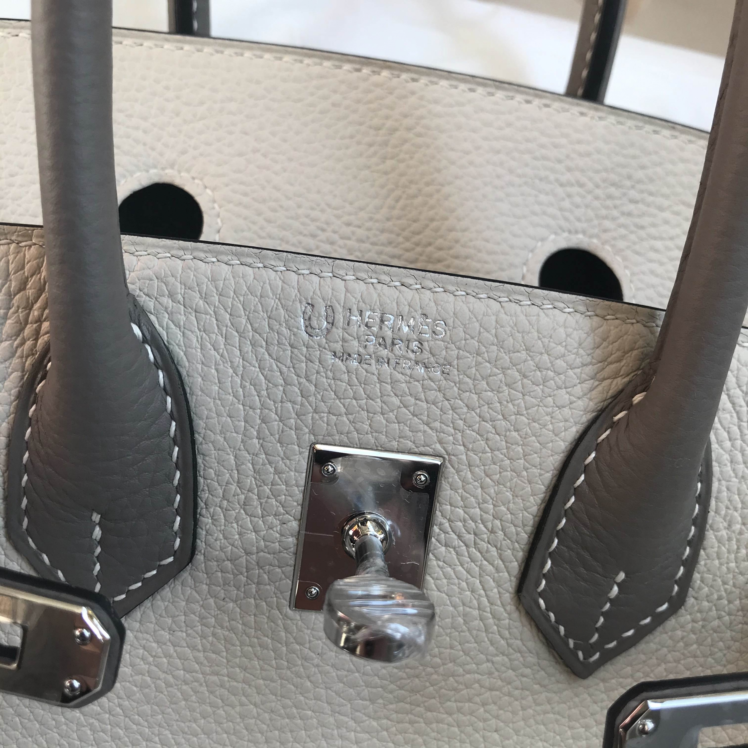 Hermes Birkin 25cm HSS Togo 10 Craie 奶昔白+M8 Gris Asphalte 瀝青灰