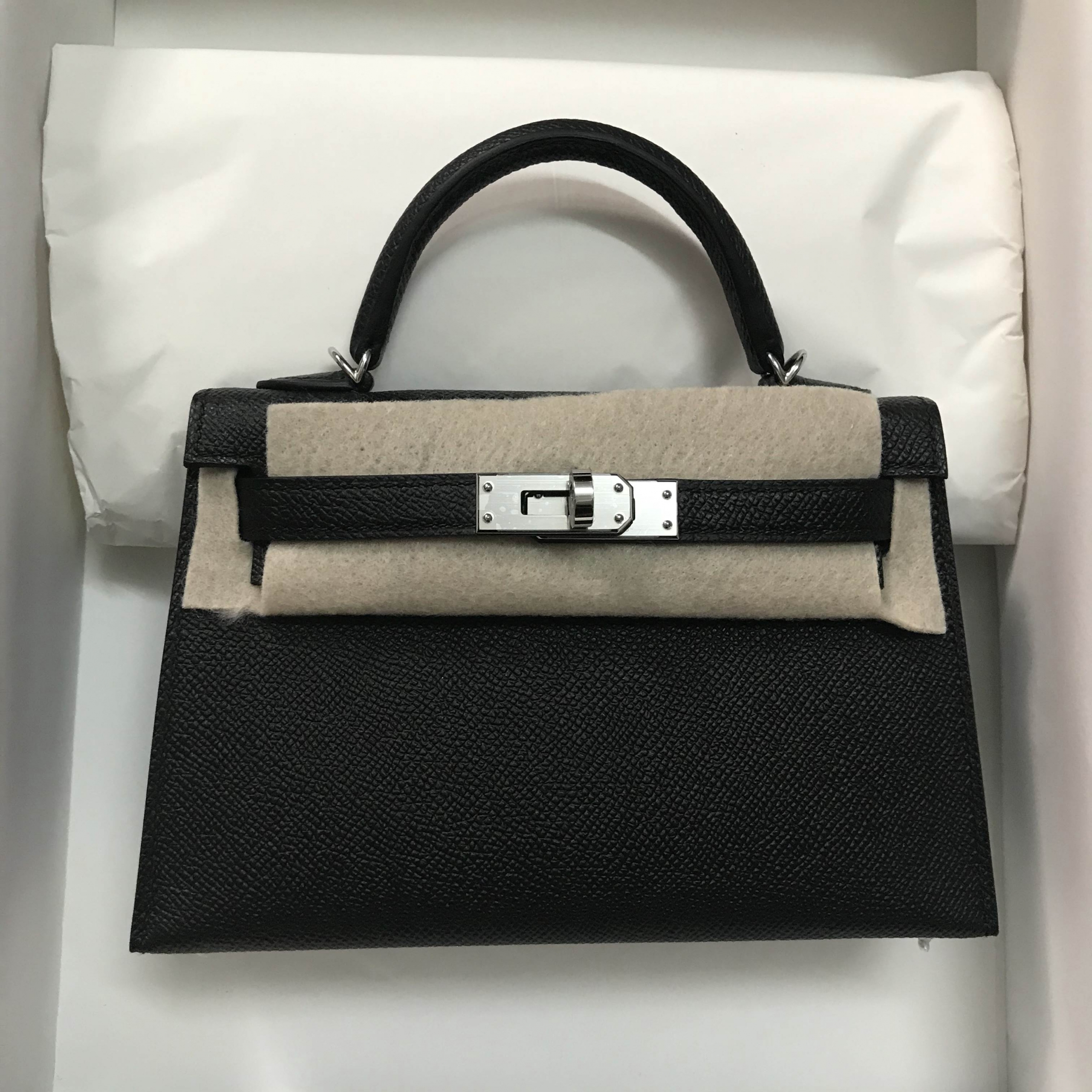 馬來西來愛馬仕包包 Hermes Mini Kelly II 2代 Epsom 89 黑色 Noir 銀色 金屬