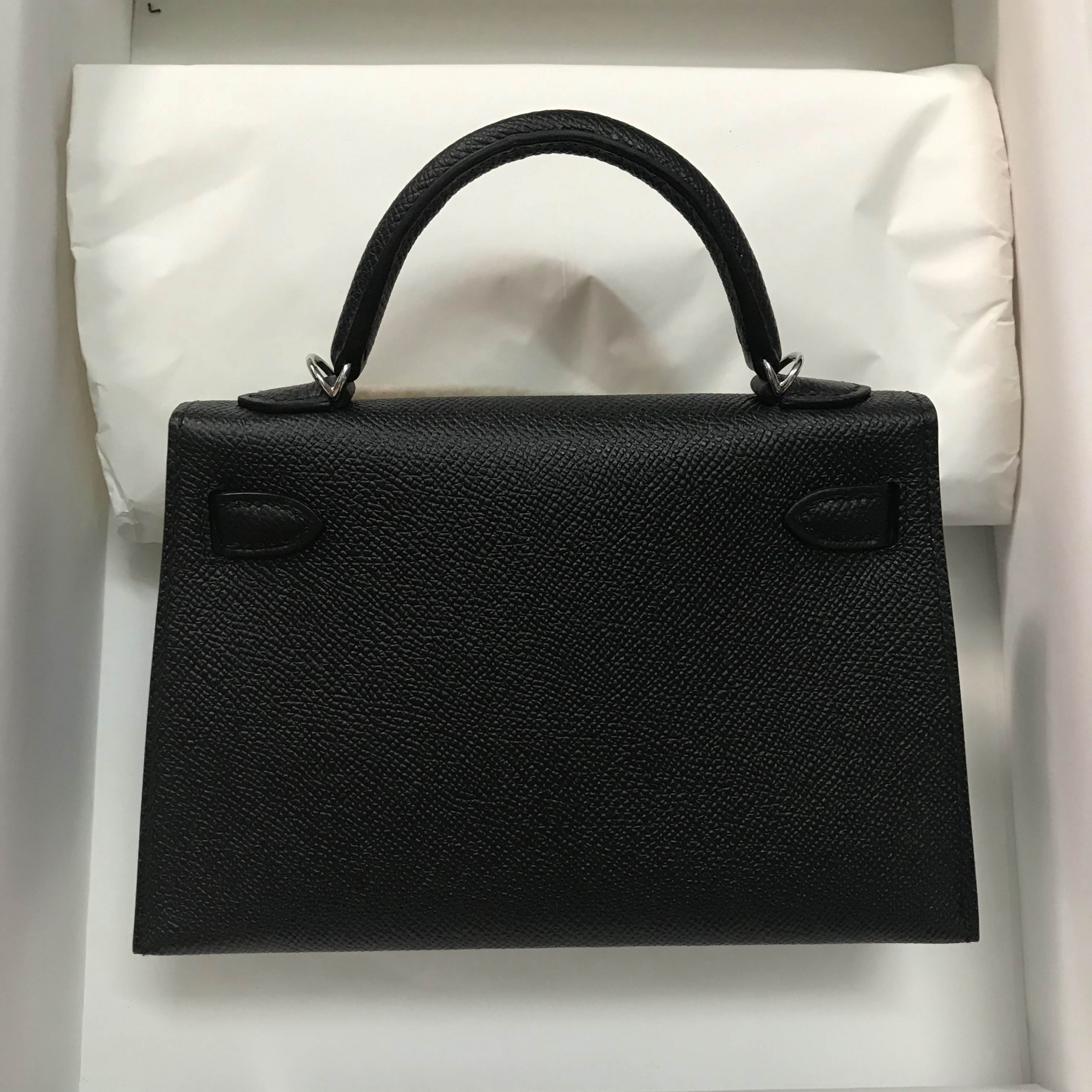 Hermes Mini Kelly II Bag ck89 Noir Epsom PHW