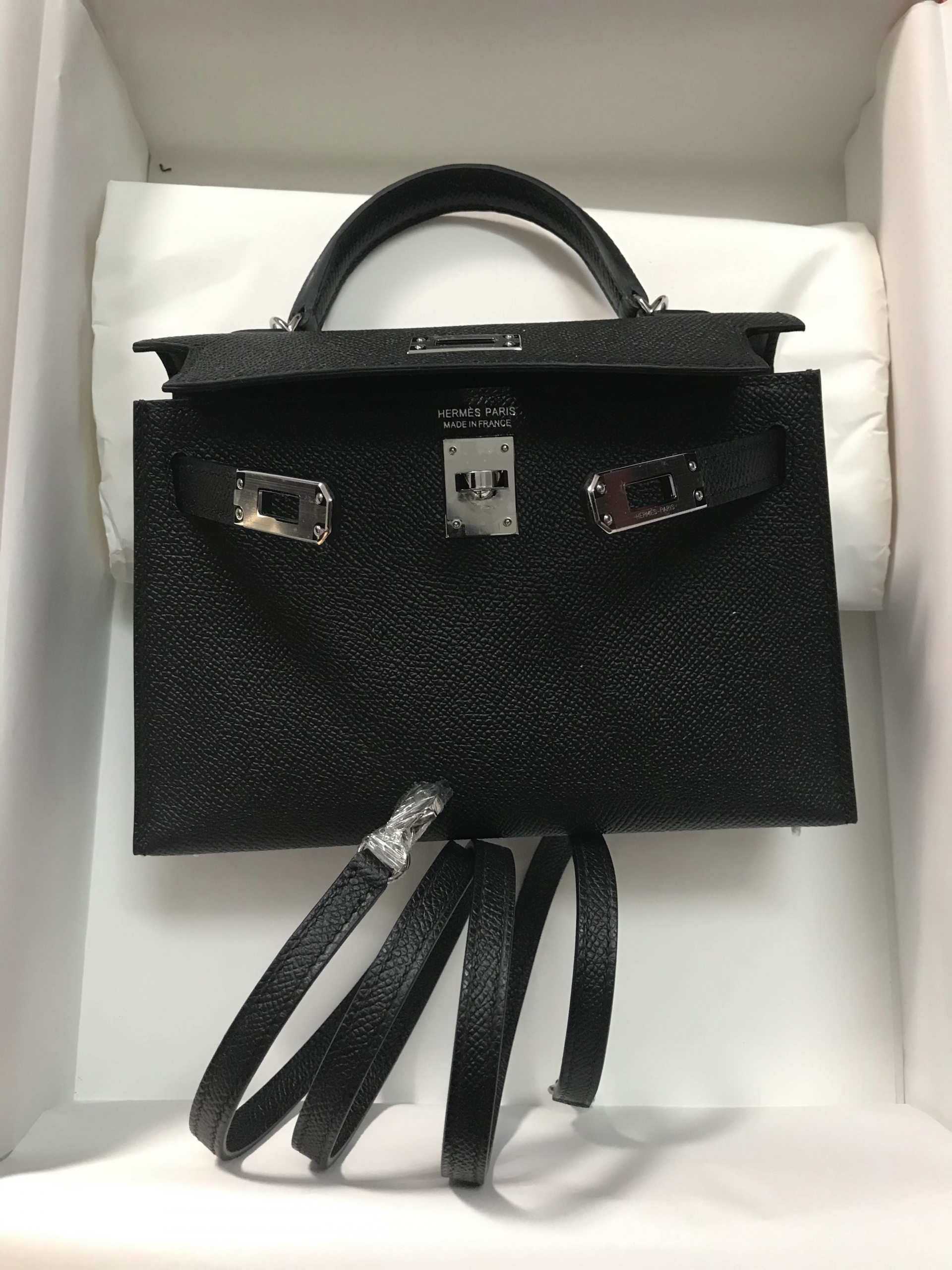 馬來西來愛馬仕包包 Hermes Mini Kelly II 2代 Epsom 89 黑色 Noir 銀色 金屬