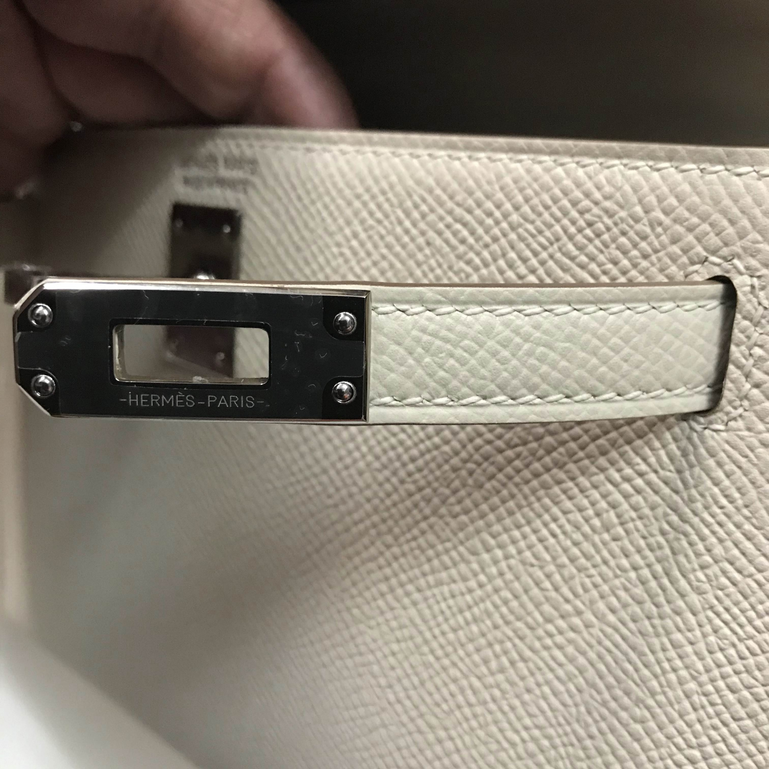 新加坡愛馬仕 Hermes Mini Kelly II 2代 Epsom 10 Craie 奶昔白 銀色