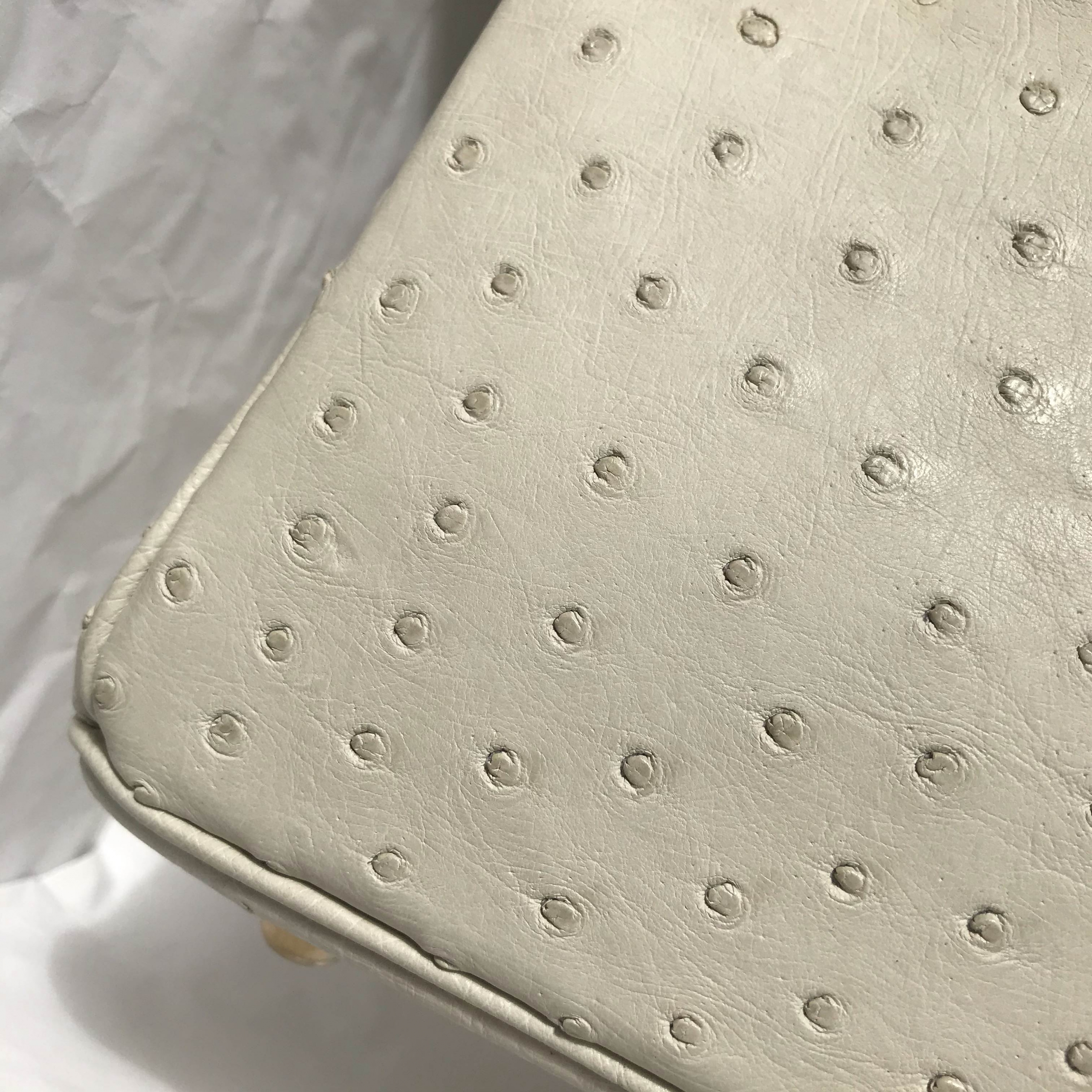 Hermes Birkin 25 Ostrich 8L Beton 冰川白 金扣 全手工蜜蠟線縫製 客定出
