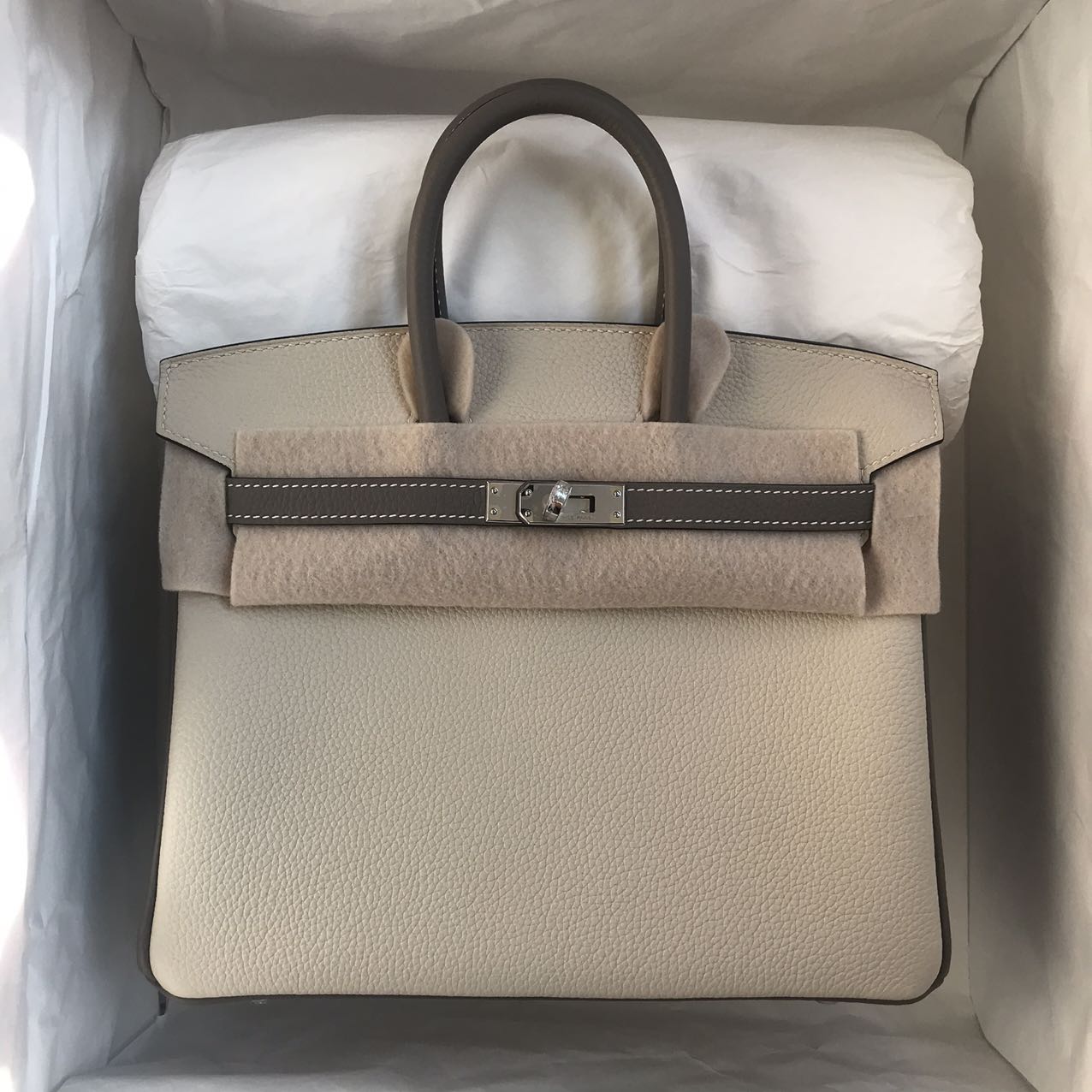 Hermes Birkin 25cm HSS Togo 10 Craie 奶昔白+M8 Gris Asphalte 瀝青灰