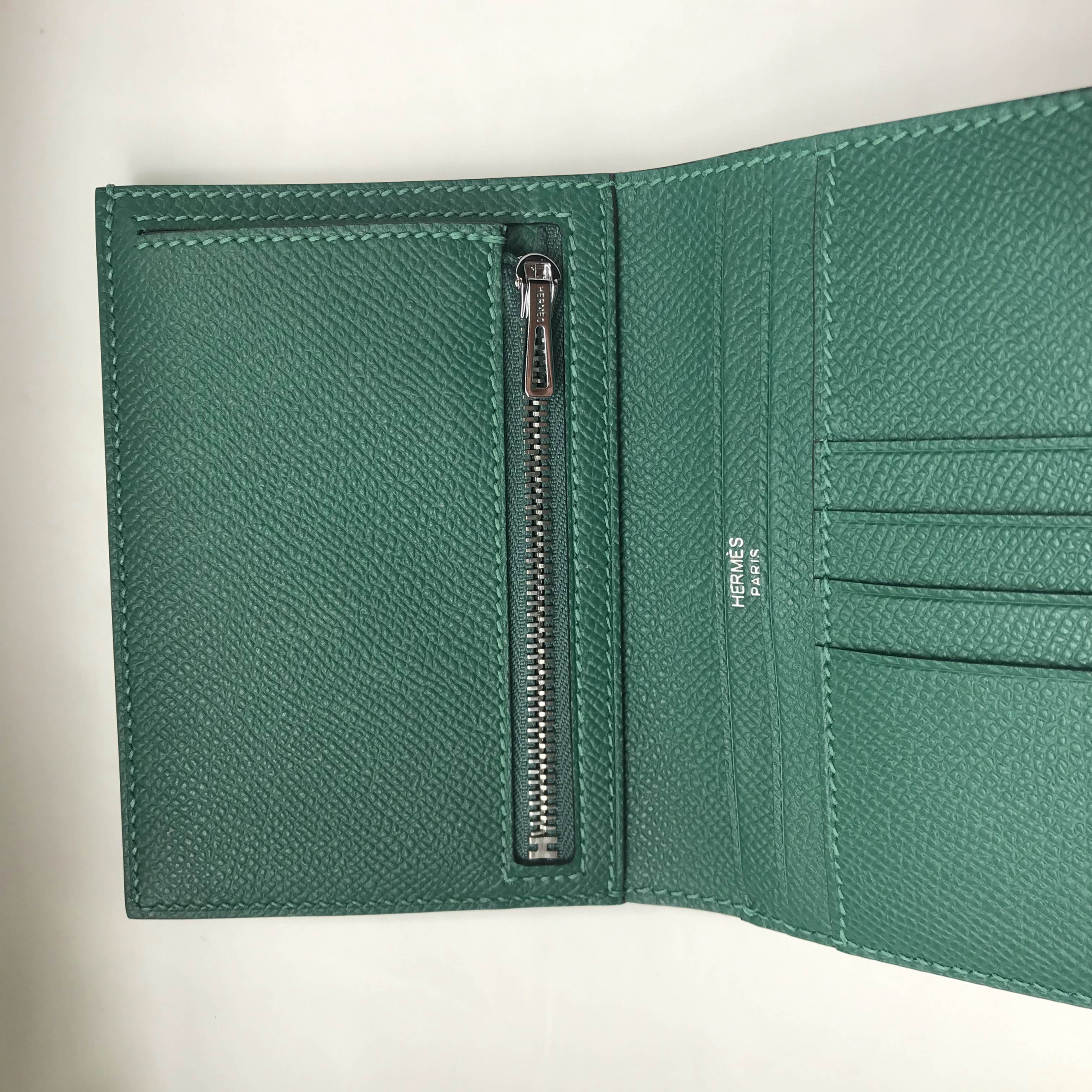 Hermes Bearn compact wallet Epsom 小牛皮短錢包 Z6 Malachite 孔雀綠