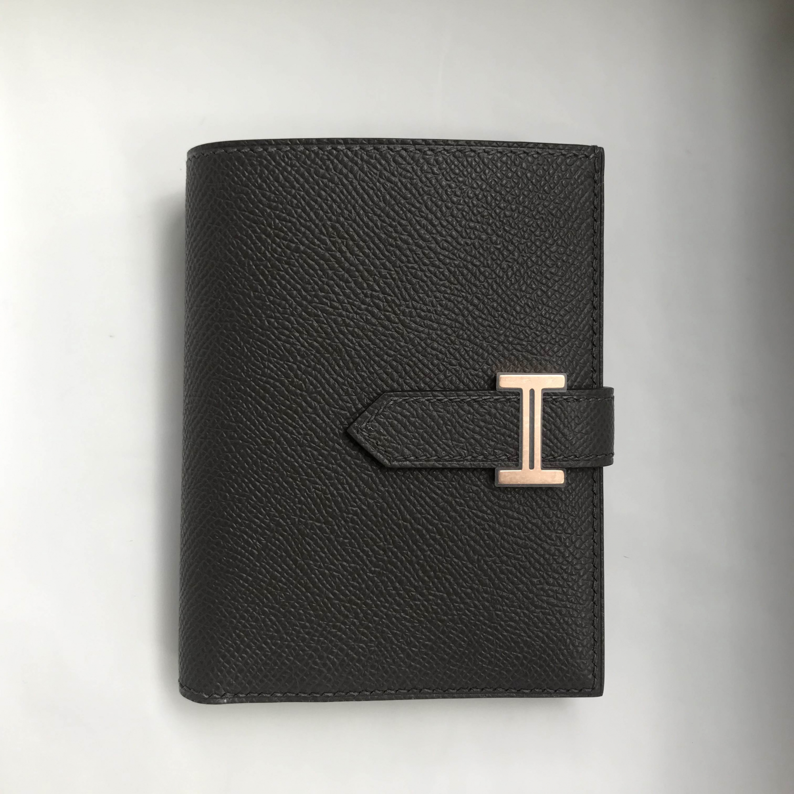 Hermes Bearn compact wallet CD8F Etain 錫器灰 玫瑰金扣