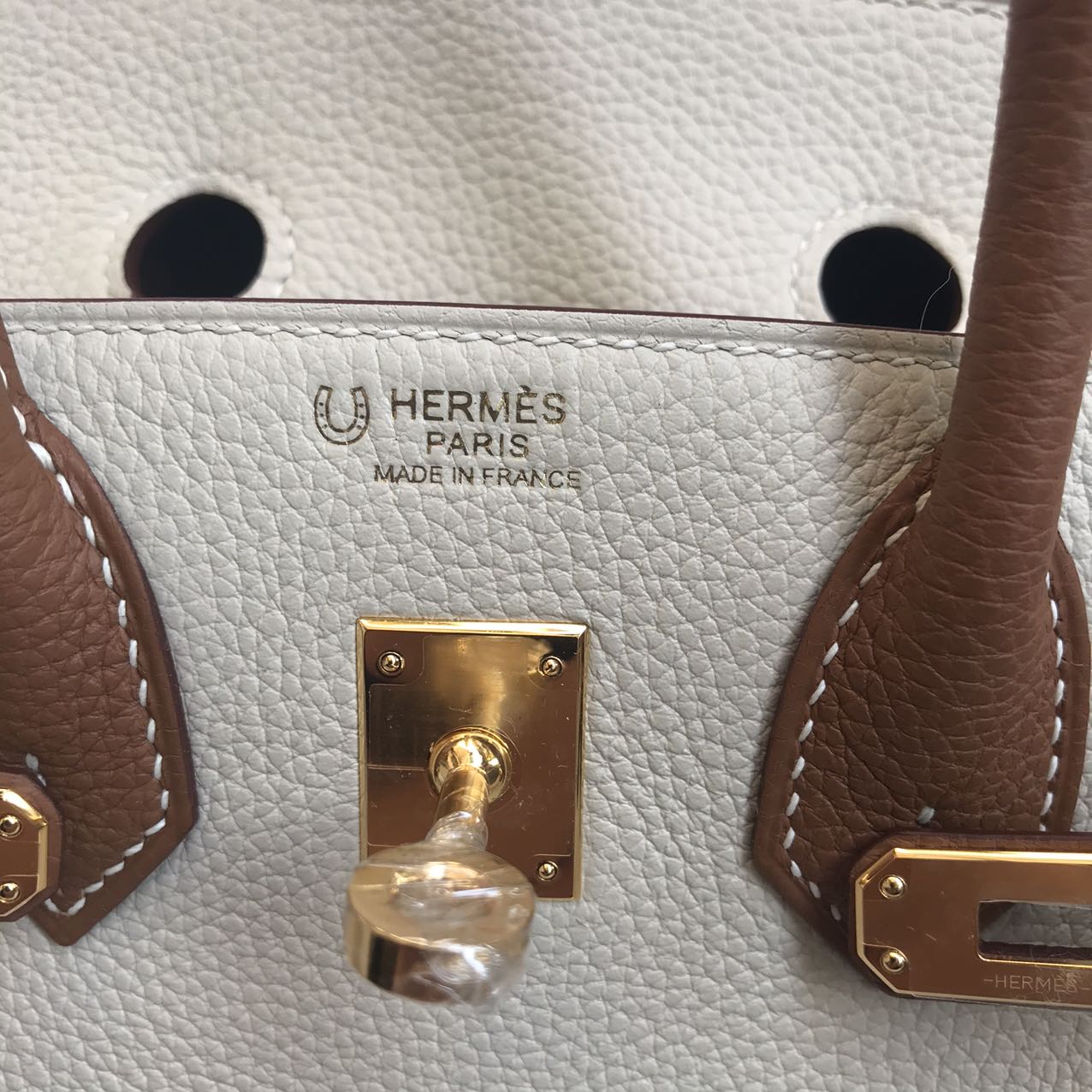 Hermes Birkin 25 HSS Togo 10 Craie 奶昔白 37 gold 金棕色全手工蜜蠟線縫製
