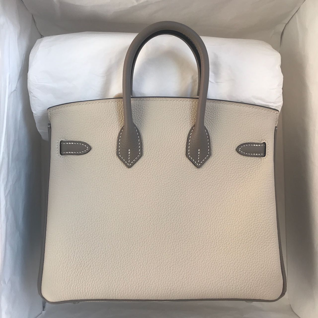 Hermes Birkin 25cm HSS Togo 10 Craie 奶昔白+M8 Gris Asphalte 瀝青灰