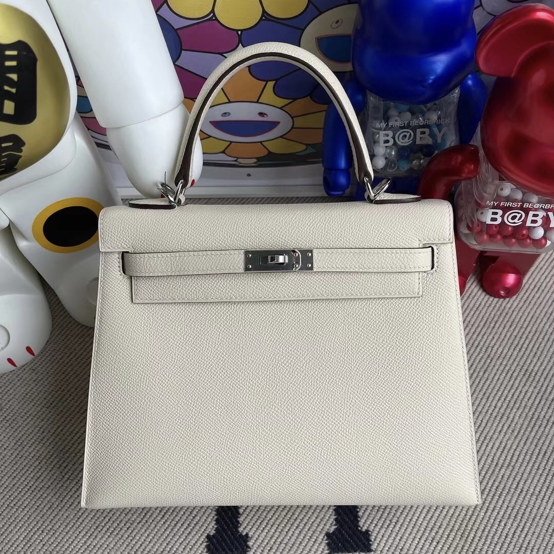 Hermes Kelly 25cm Epsom i2 Nata 內拼2S sesame 芝麻色銀扣全手工蜜蠟線縫製