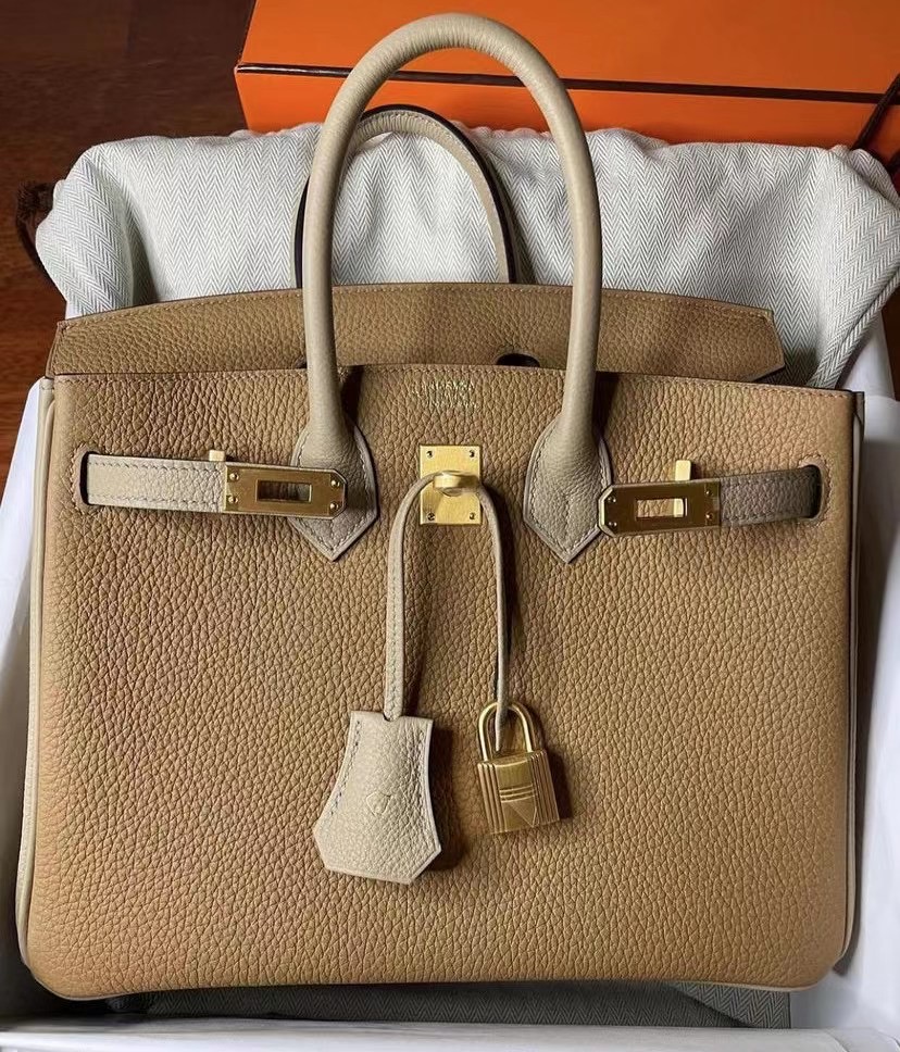 Hermes Birkin 25cm HSS Togo 4B BISCUIT+S2 Trench 拉絲金扣 全手工蜜蠟線縫製