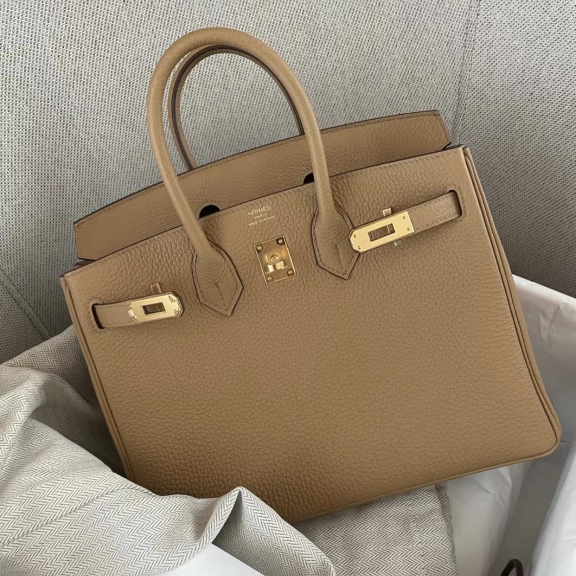 Hermes Birkin 25cm Togo 4B BISCUIT 餅幹色 全手工蜜蠟線縫製 接受定製