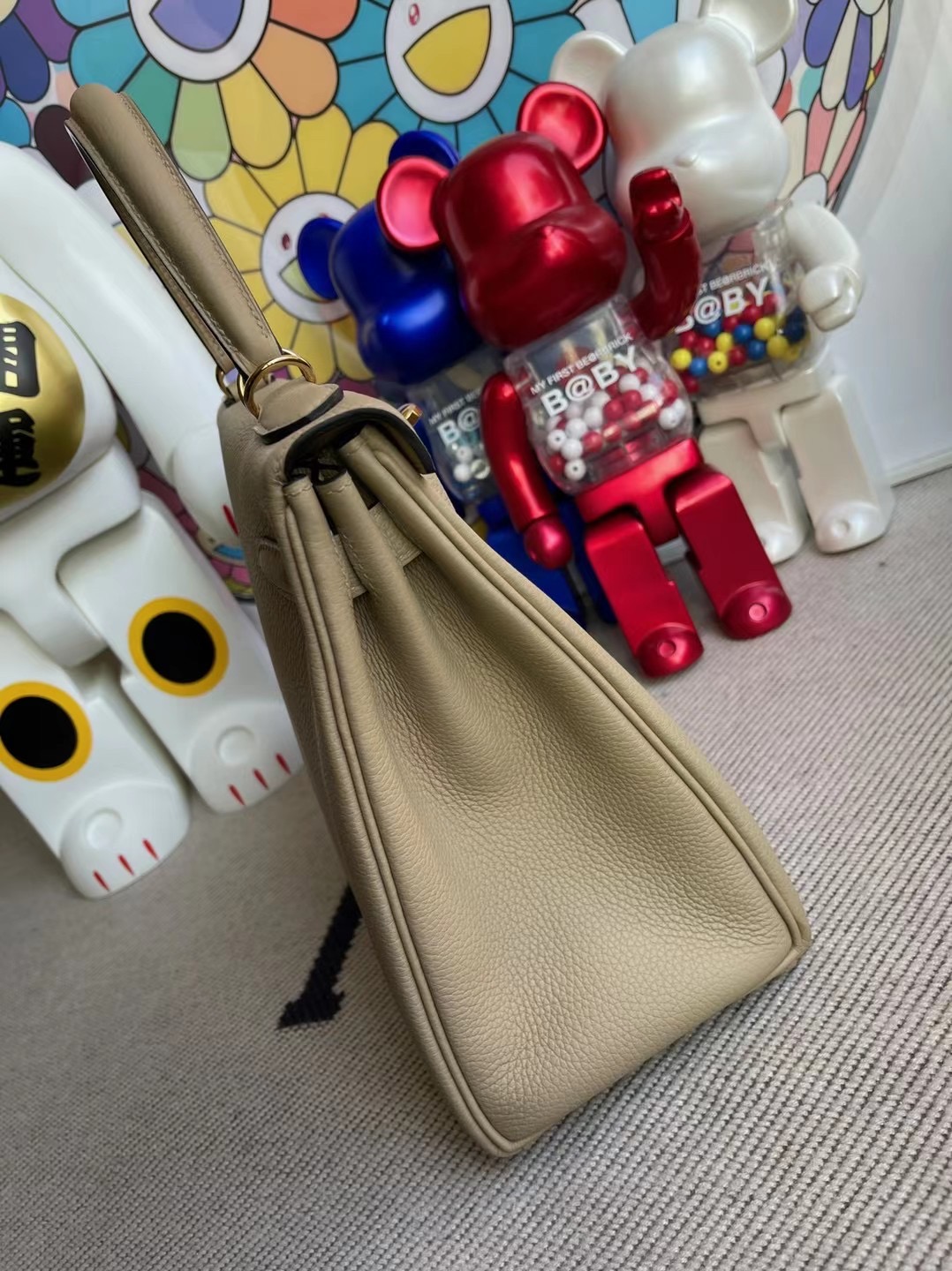 Hermes Kelly 28cm Togo 原廠小牛皮 S2 風衣灰 Trench 金扣 全手工蜜蠟線縫製