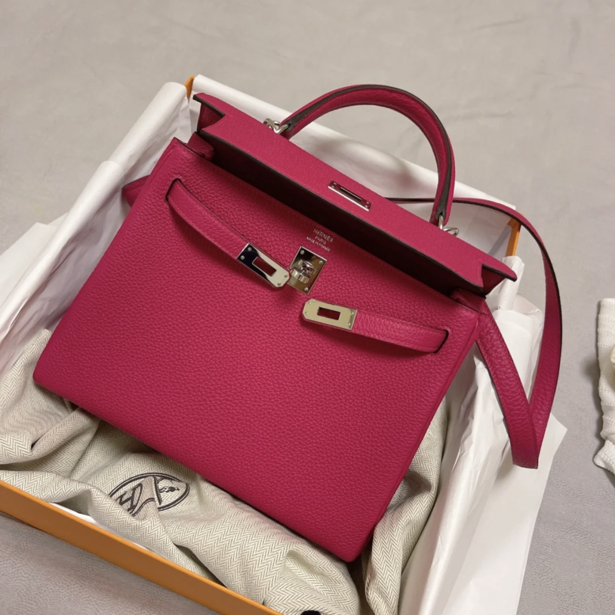 Hermes Kelly 25cm Togo CK90 Framboise 覆盆子粉色 接受定製