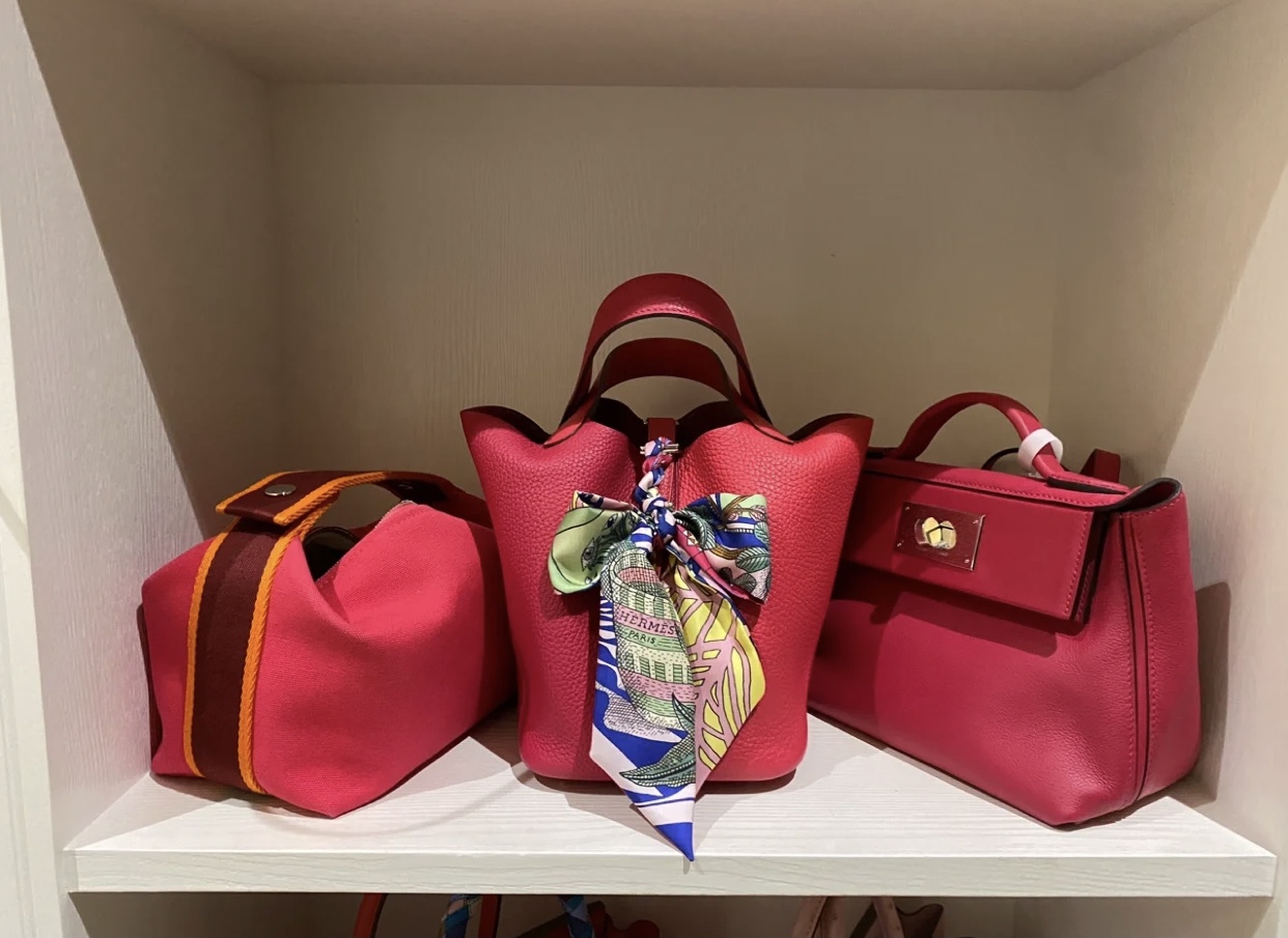 Hermes kelly 24/24 MINI Evercolor 拼 Swift CK90 Framboise 覆盆子粉色