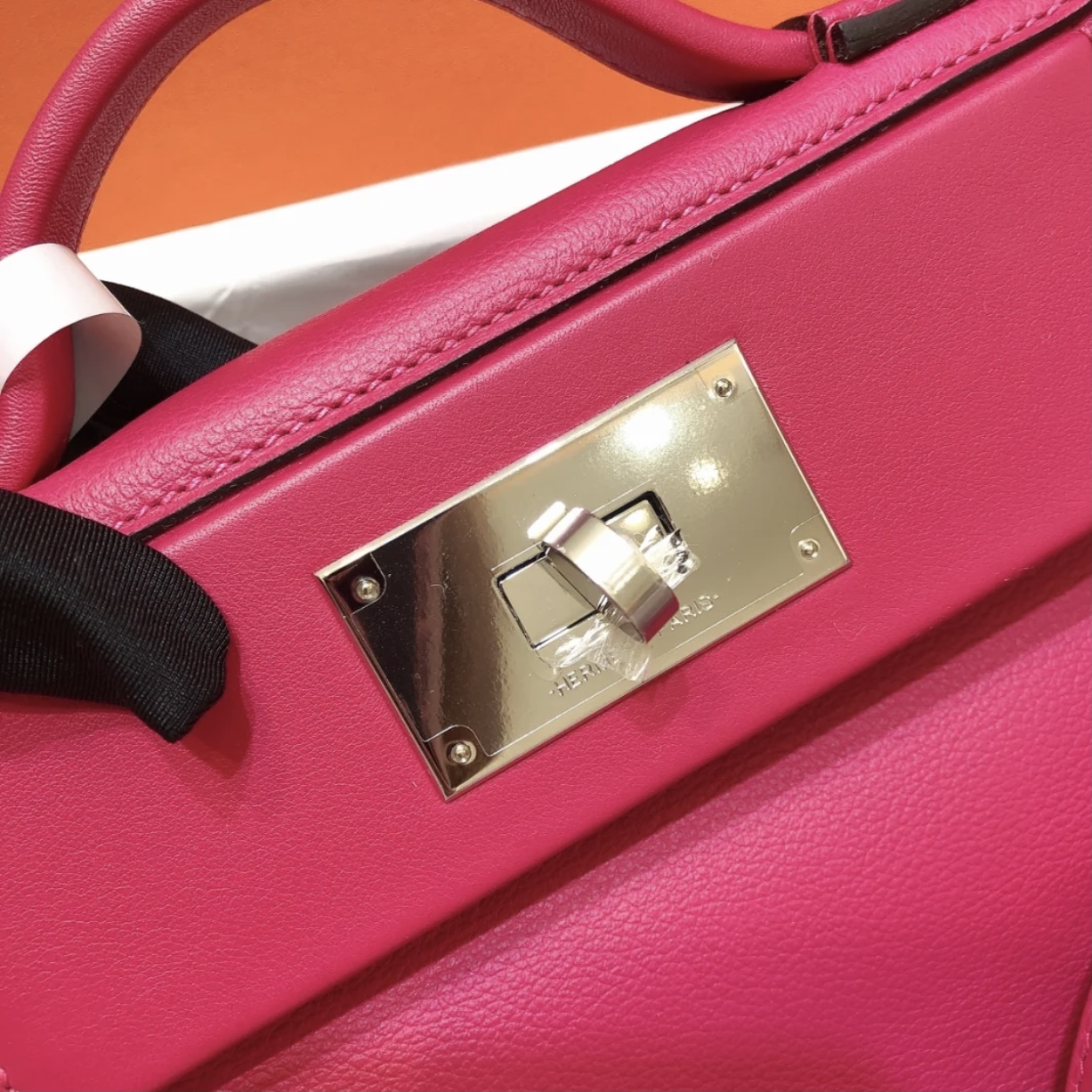 Hermes kelly 24/24 MINI Evercolor 拼 Swift CK90 Framboise 覆盆子粉色