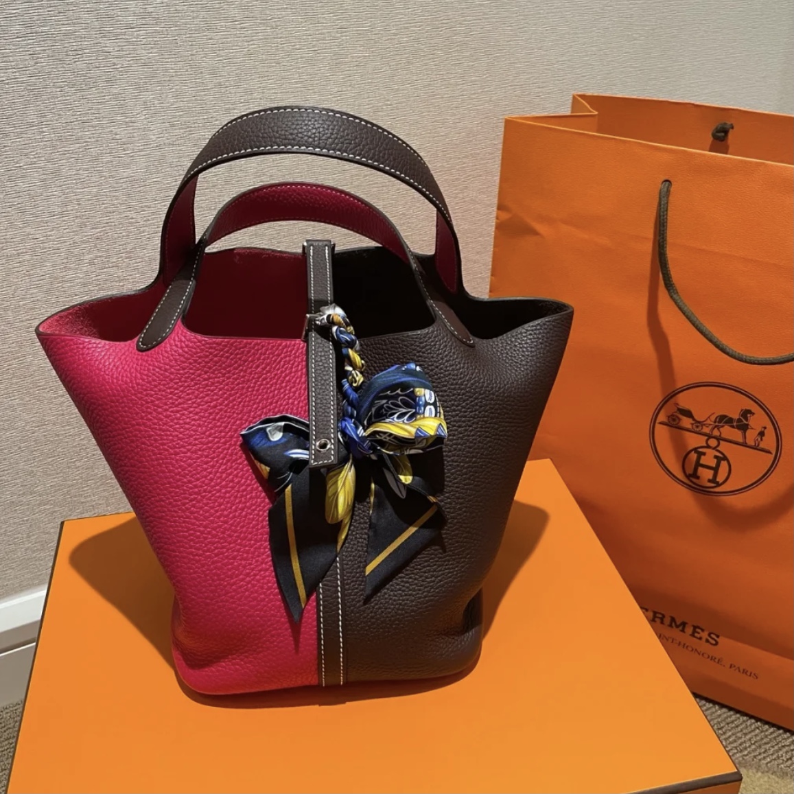 Hermes Picotin Lock 18 taurillon Clemence 90 Framboise+0D Rose Mexico